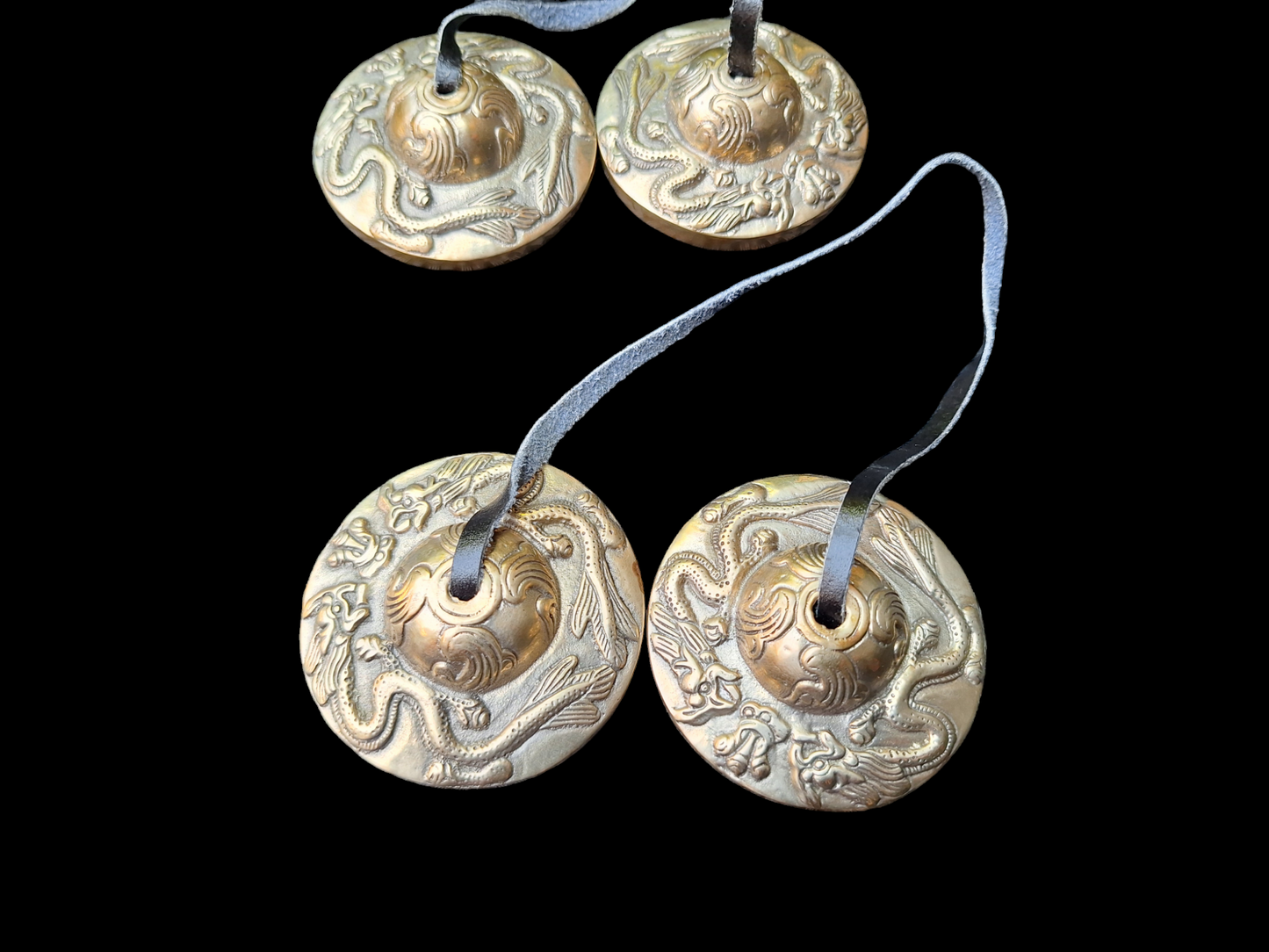 Tingsha bells double dragon, silver color