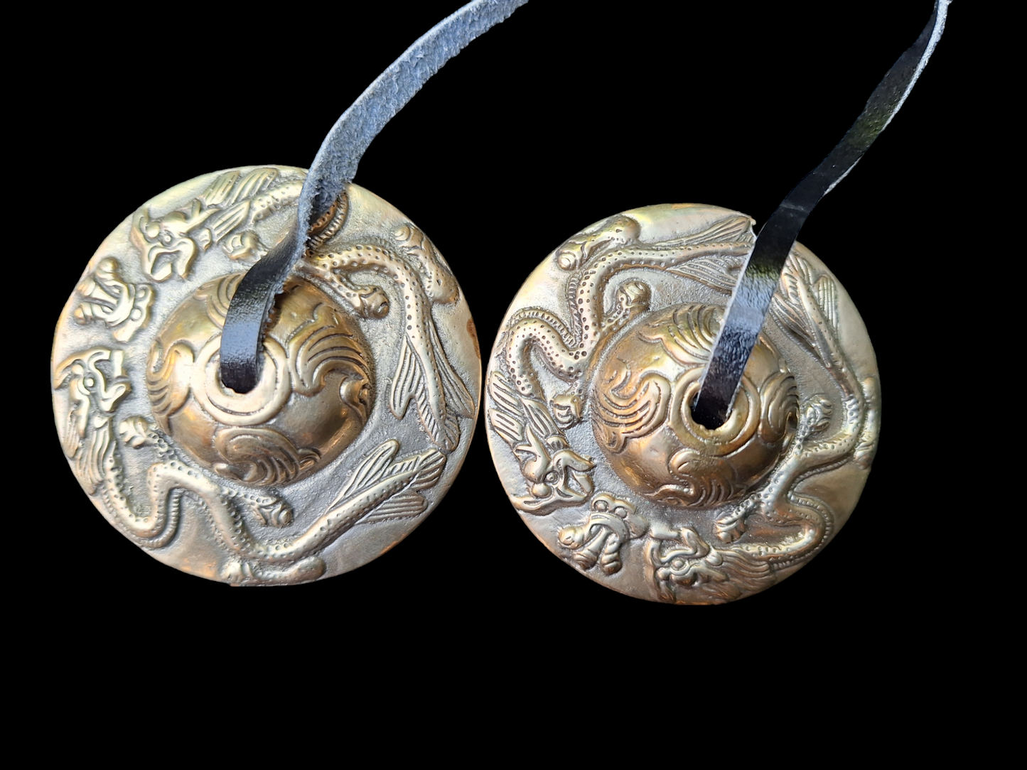 Tingsha bells double dragon, silver color