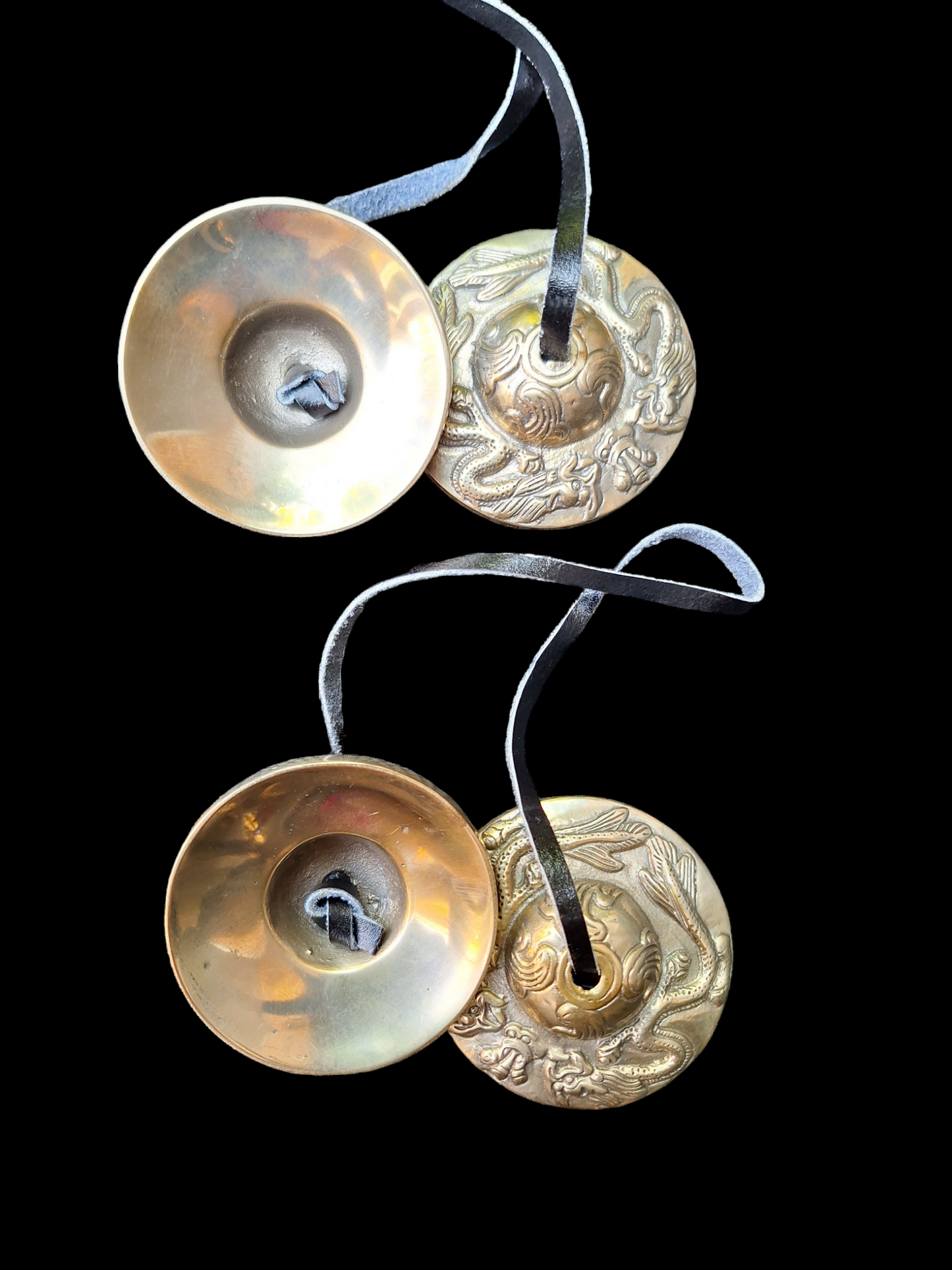 Tingsha bells double dragon, silver color