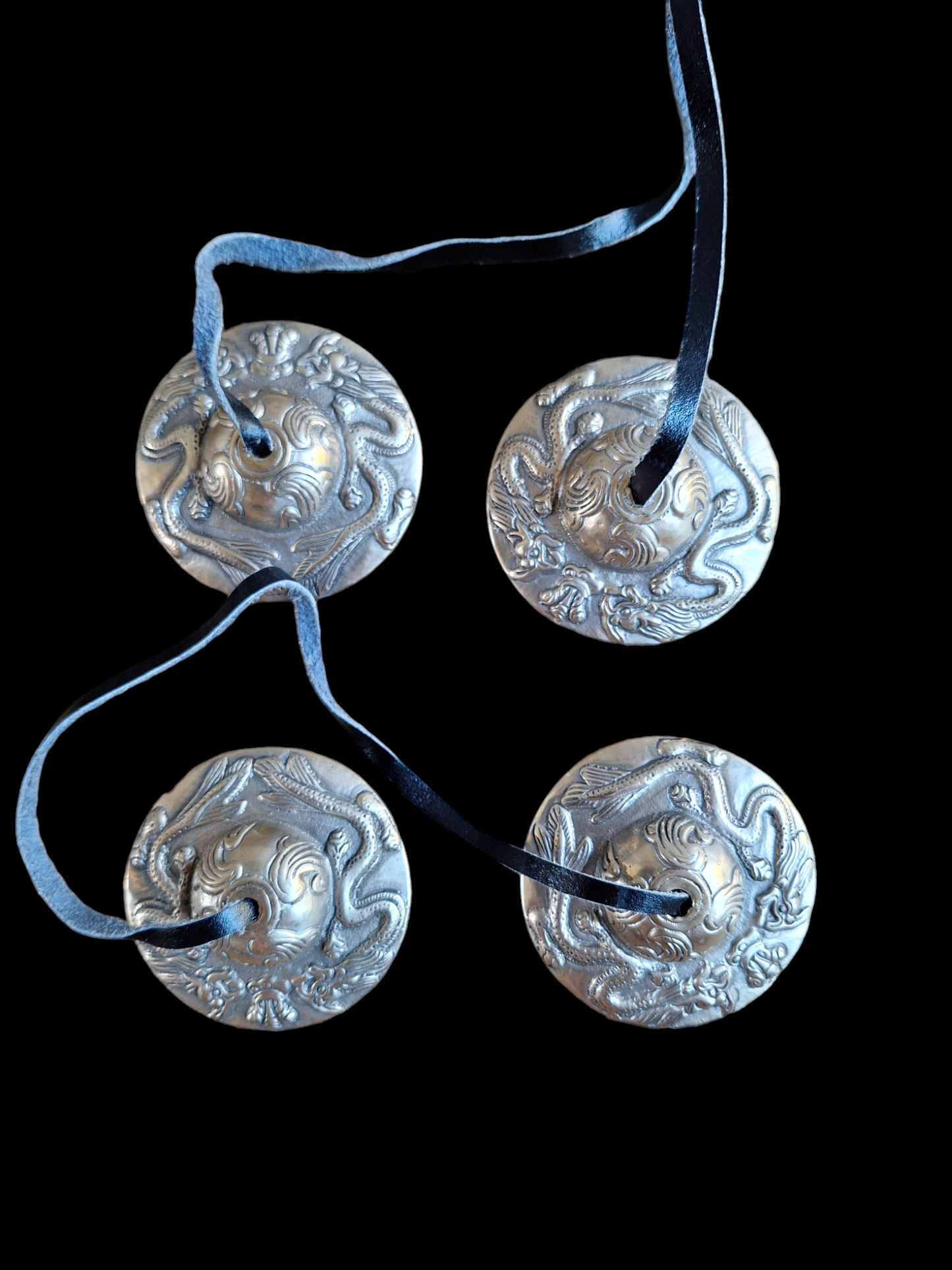 Tingsha bells double dragon, silver color