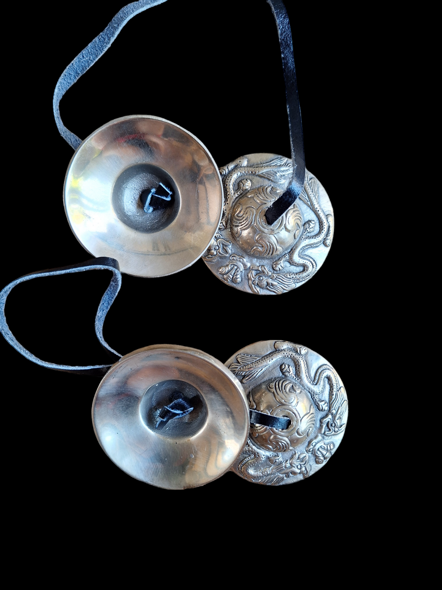 Tingsha bells double dragon, silver color