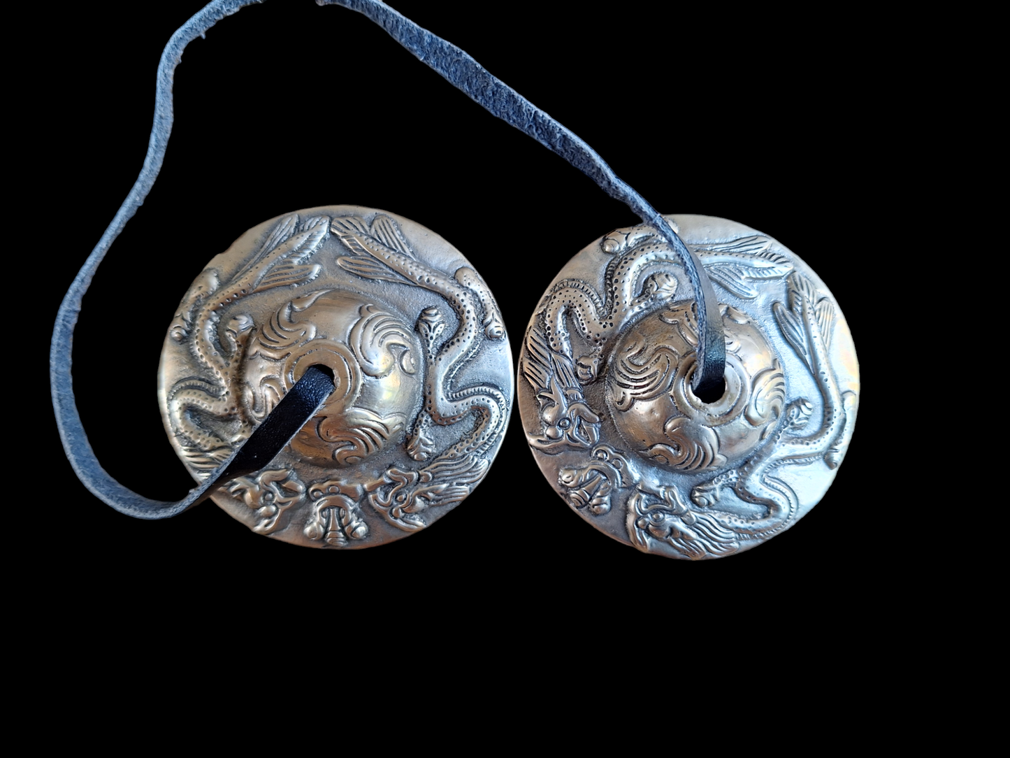 Tingsha bells double dragon, silver color