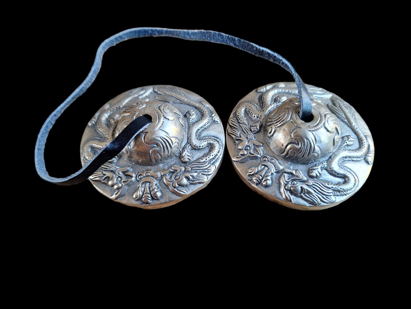 Tingsha bells double dragon, silver color