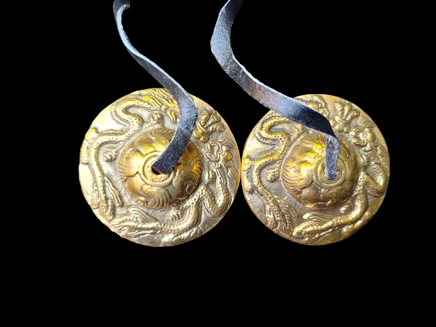 Tingsha bells double dragon, brass color