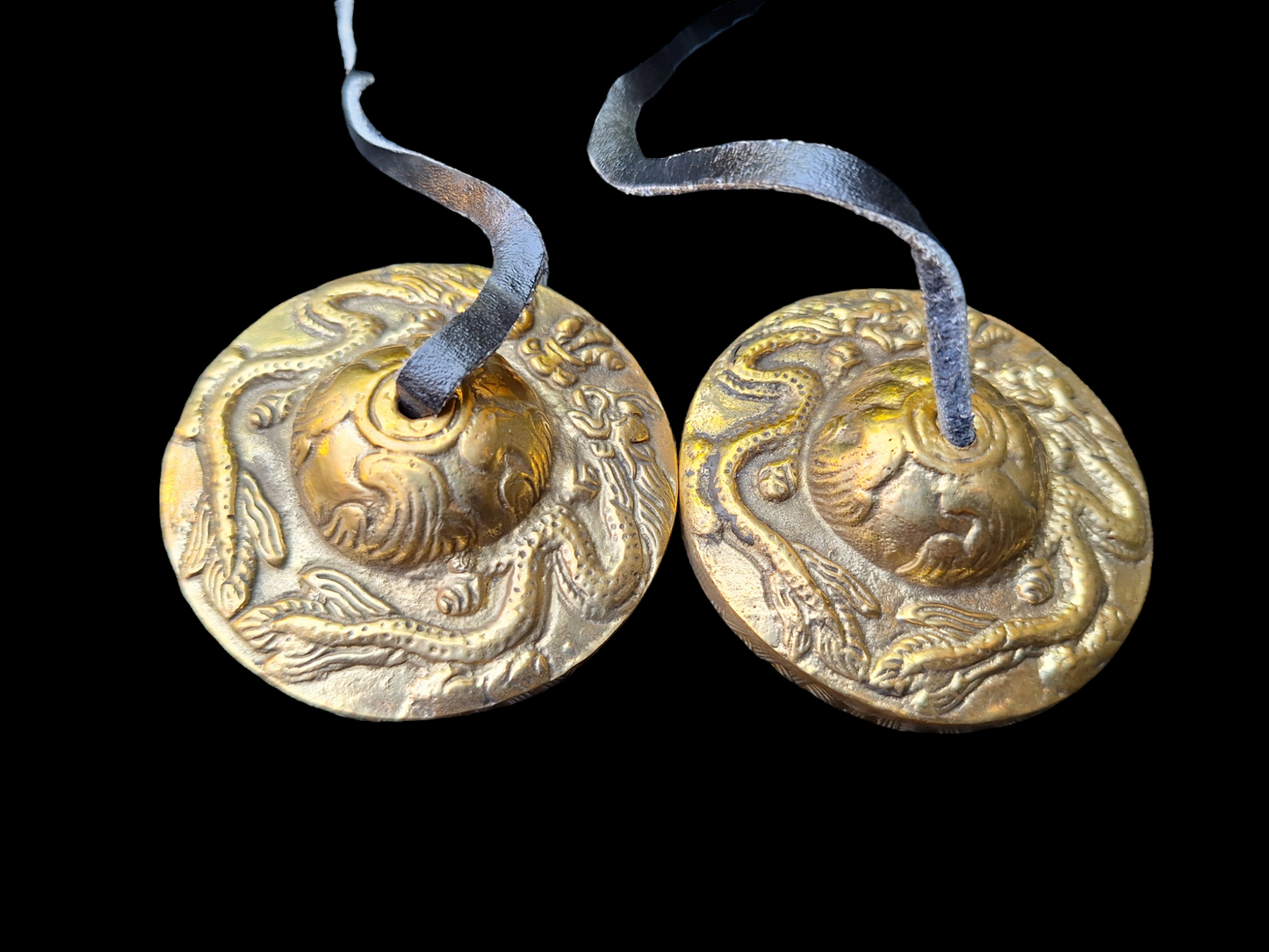 Tingsha bells double dragon, brass color