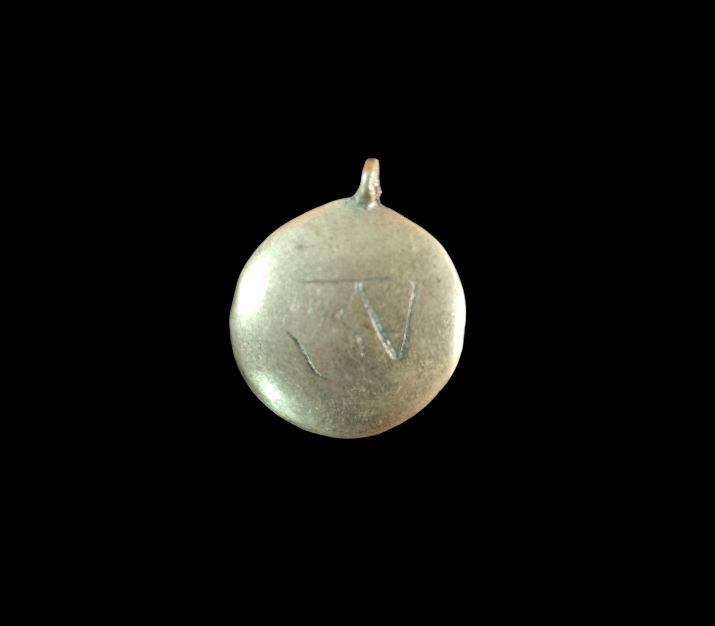 Vintage Nepalese shamanic mirror Si Pa Ho and Aum symbol 27 millimeters