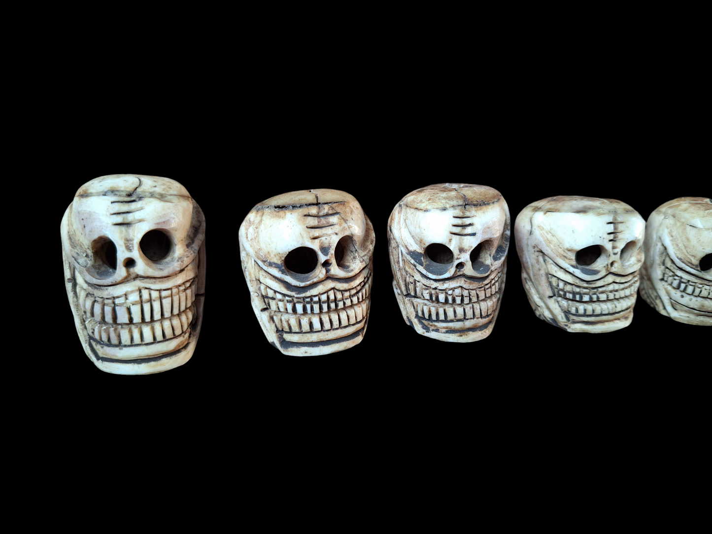 Yak bone skull beads