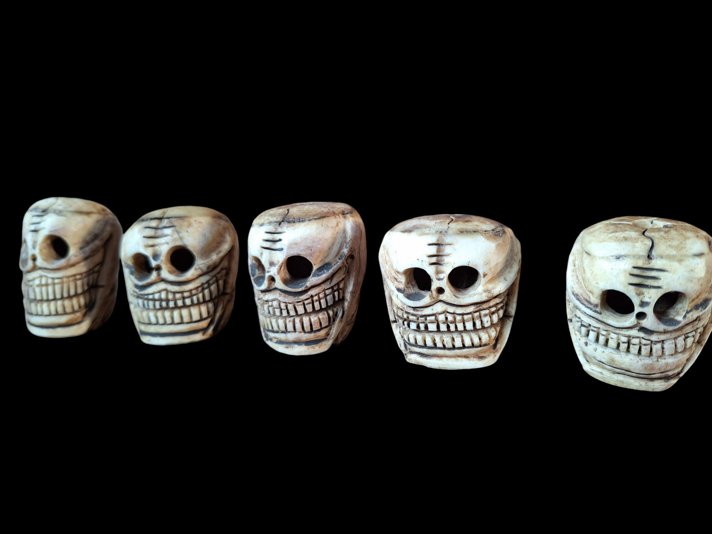 Yak bone skull beads