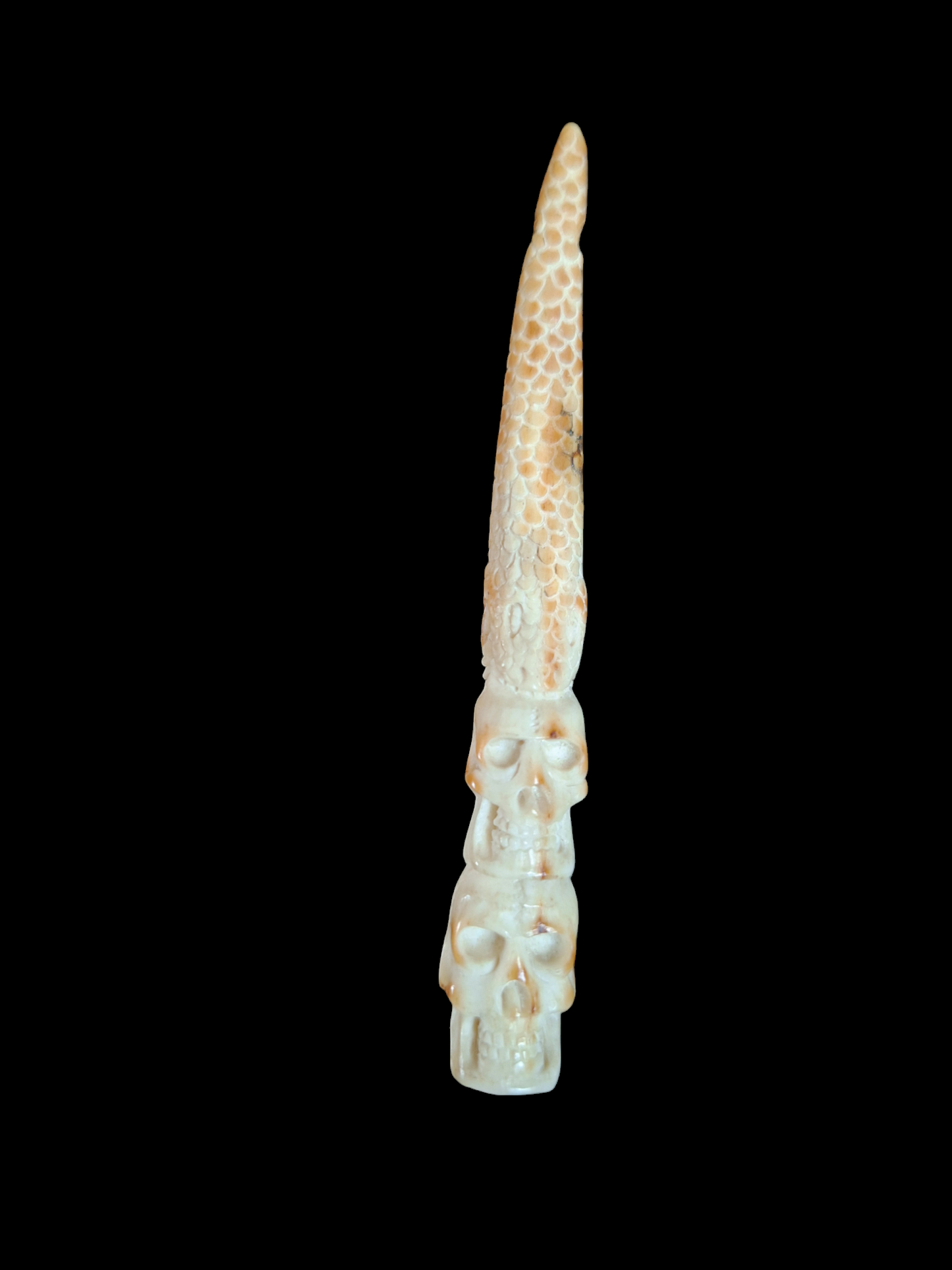Antler carved double skull pendant