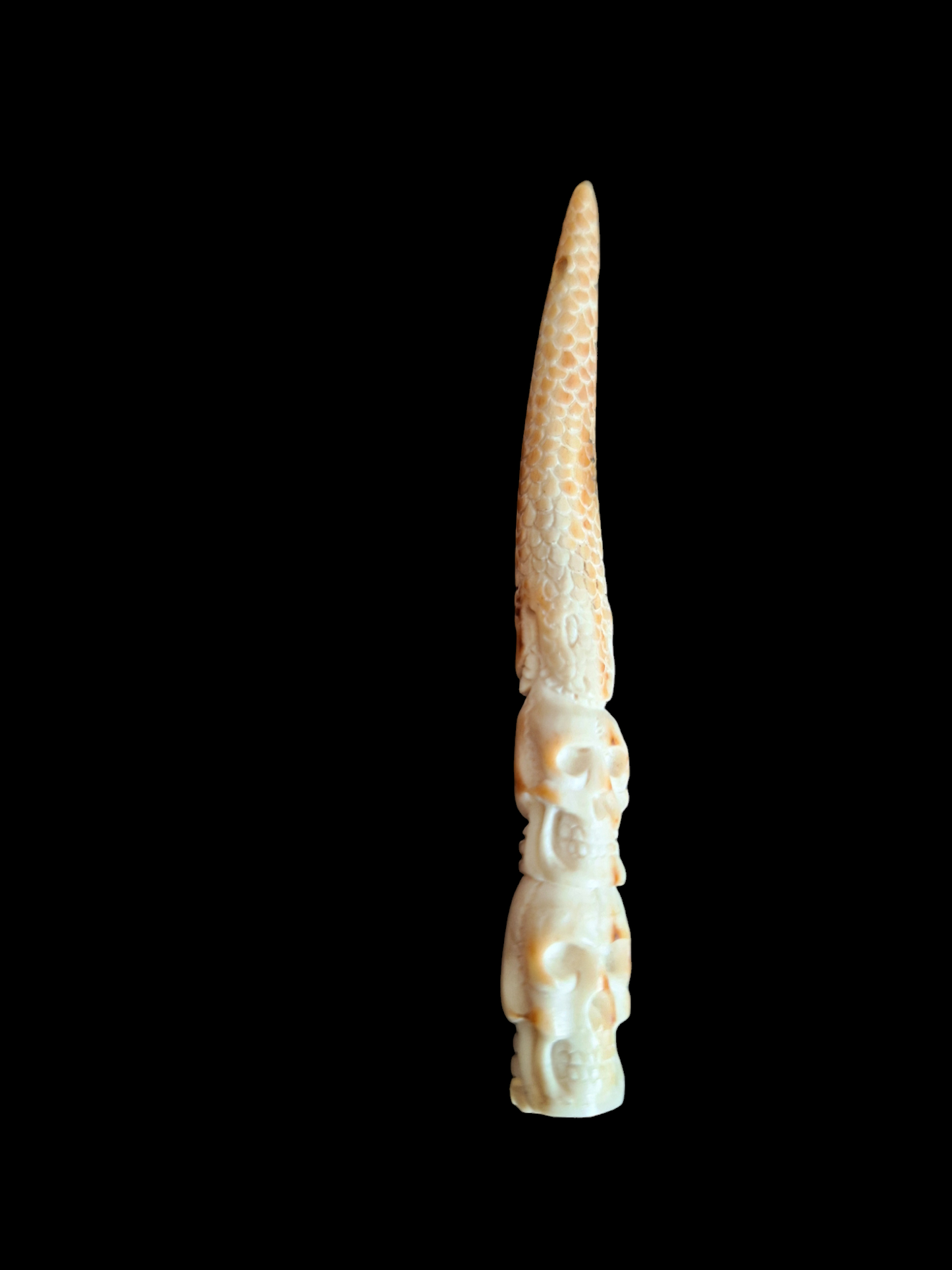 Antler carved double skull pendant