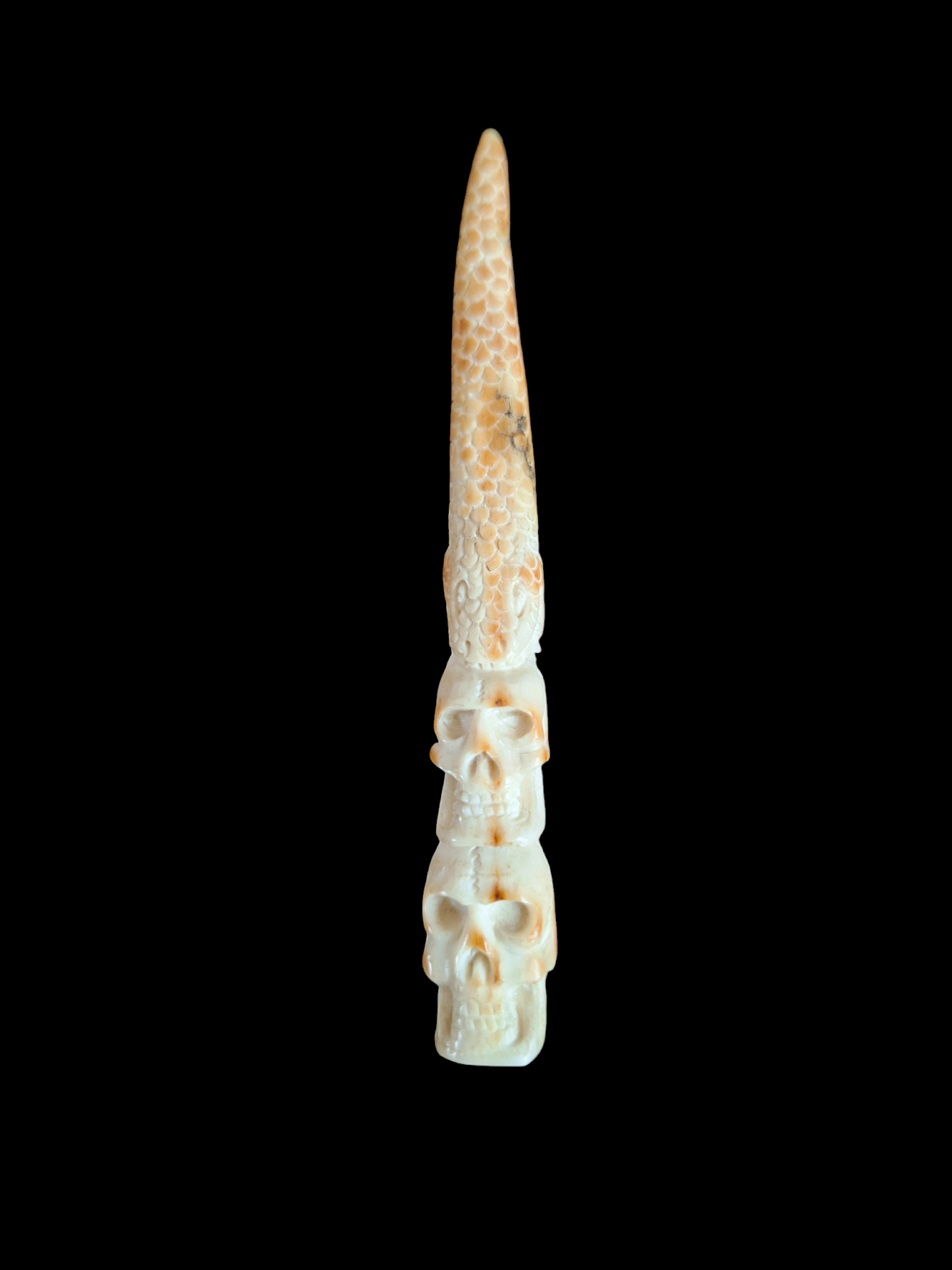 Antler carved double skull pendant