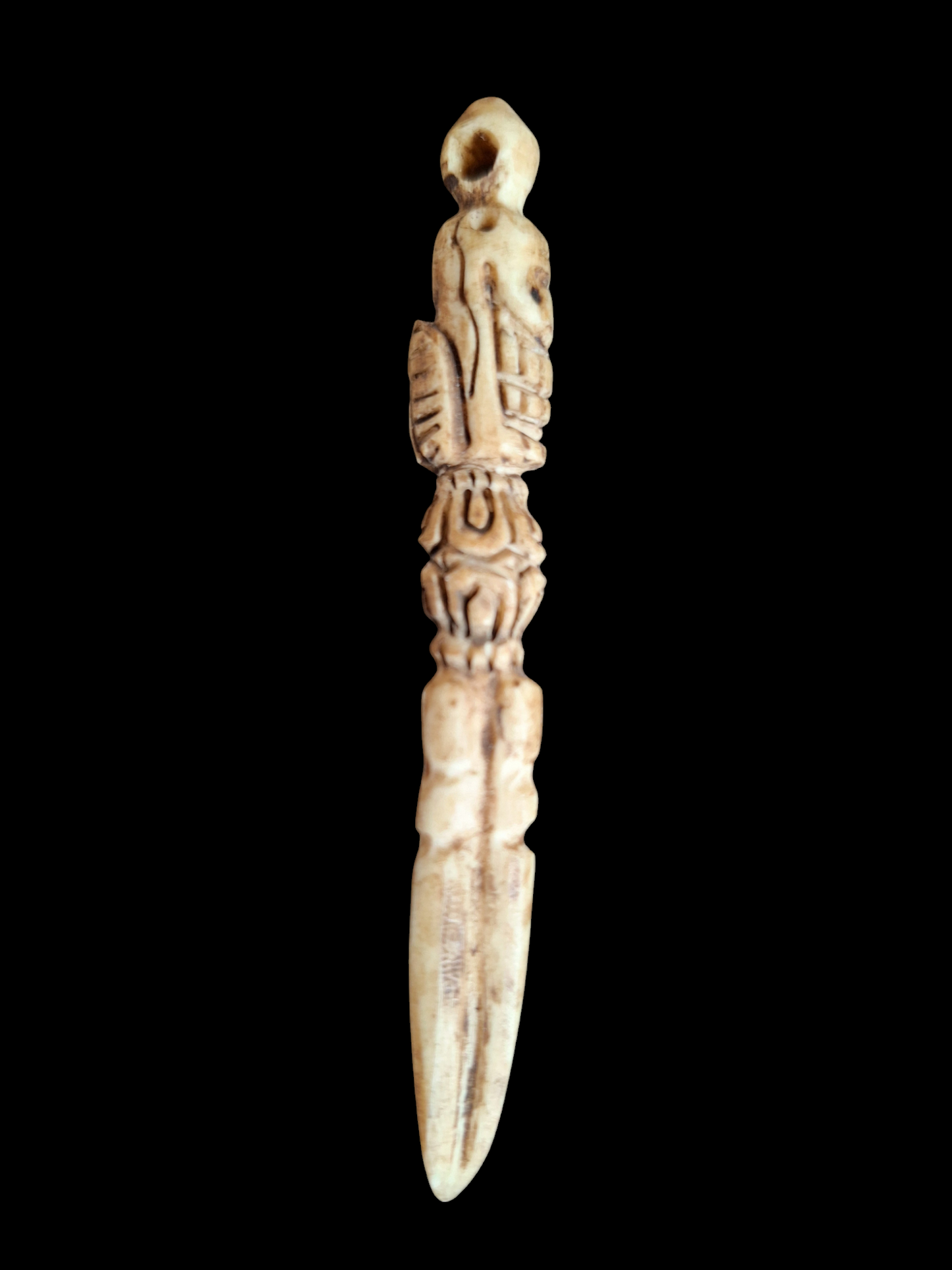 Vintage bone carved phurba pendant #2