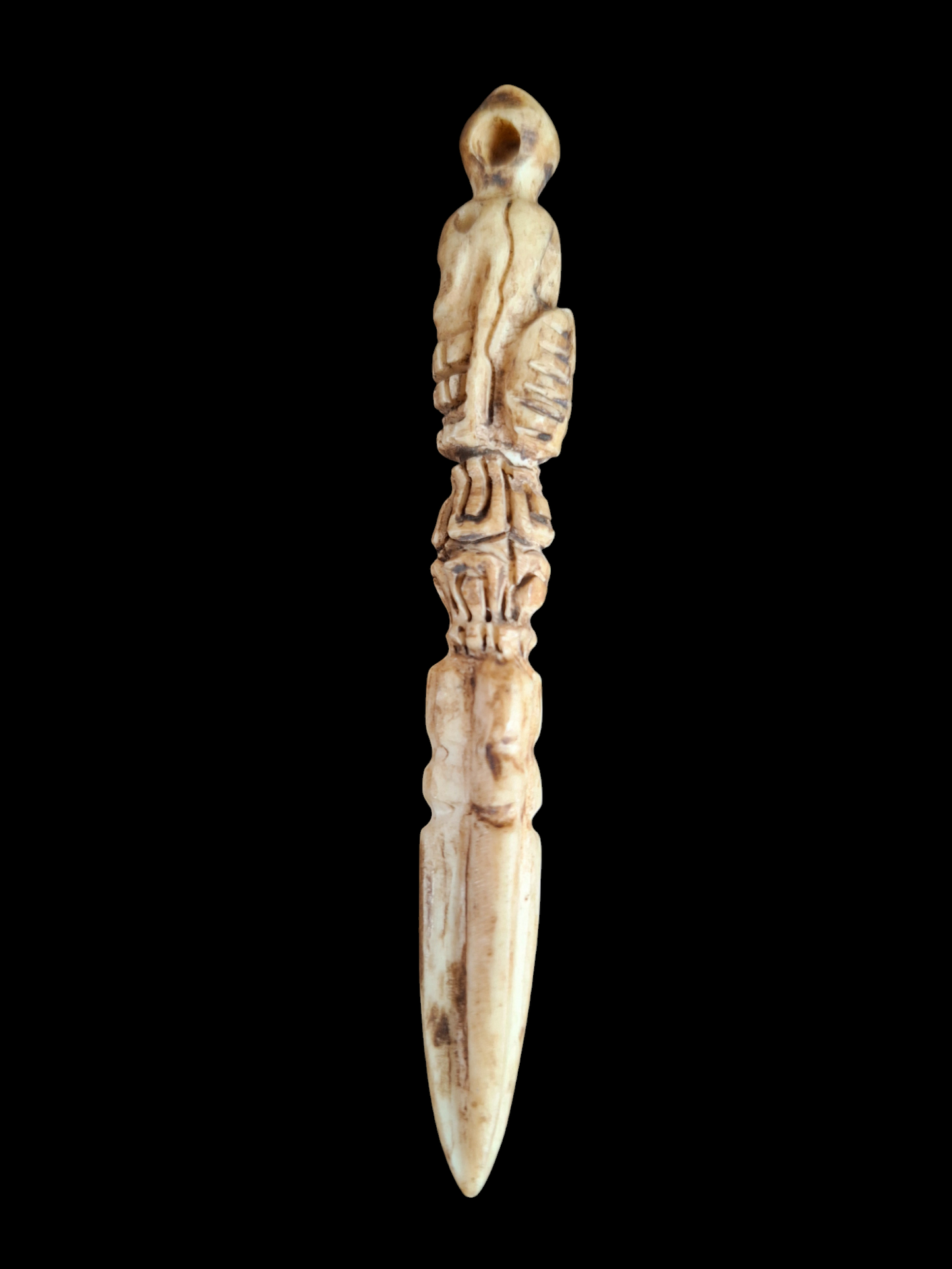 Vintage bone carved phurba pendant #2