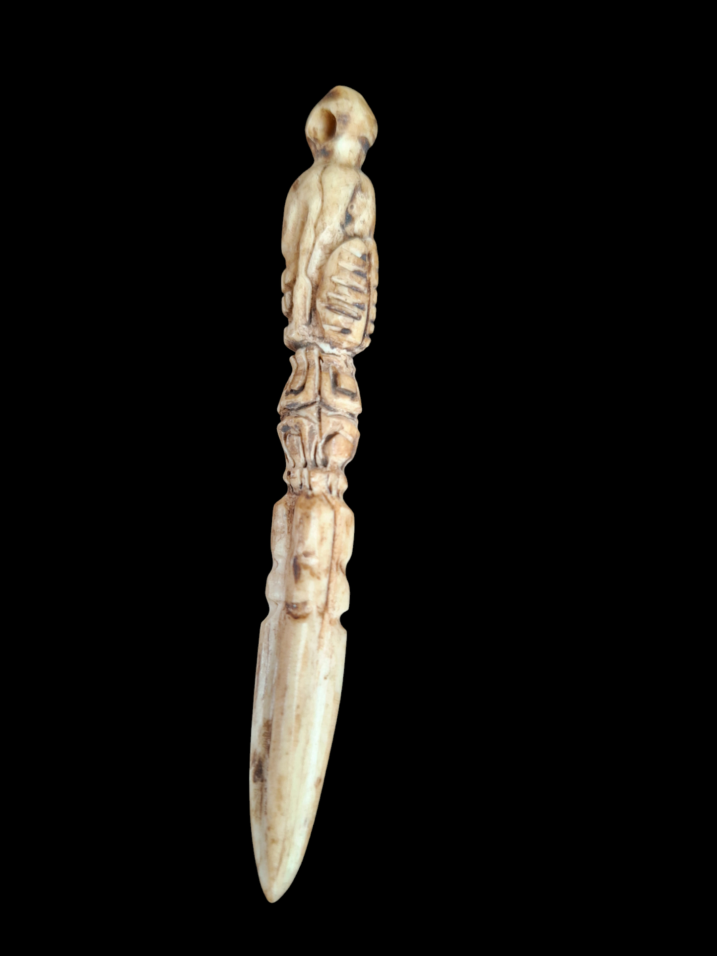 Vintage bone carved phurba pendant #2