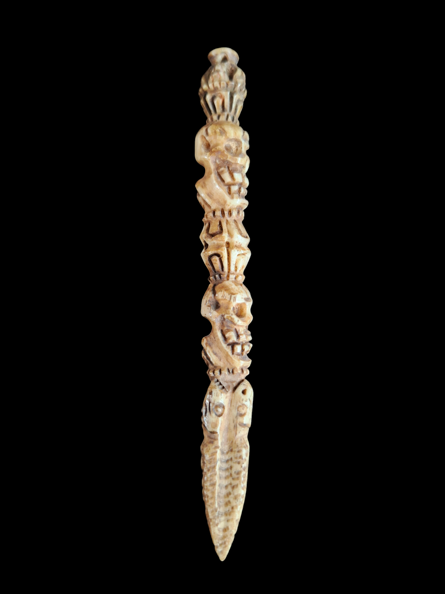 Vintage bone carved phurba pendant #4