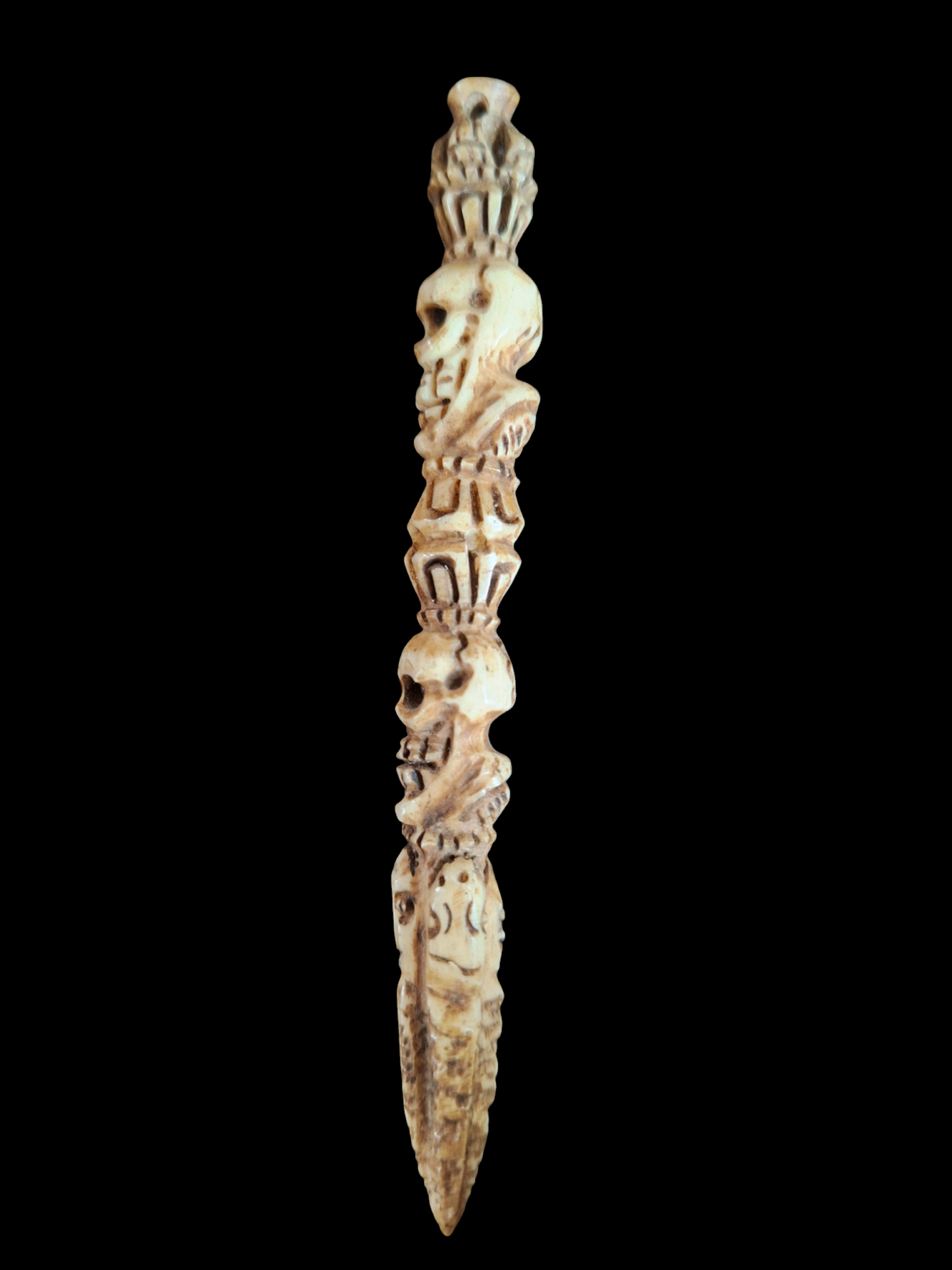 Vintage bone carved phurba pendant #4