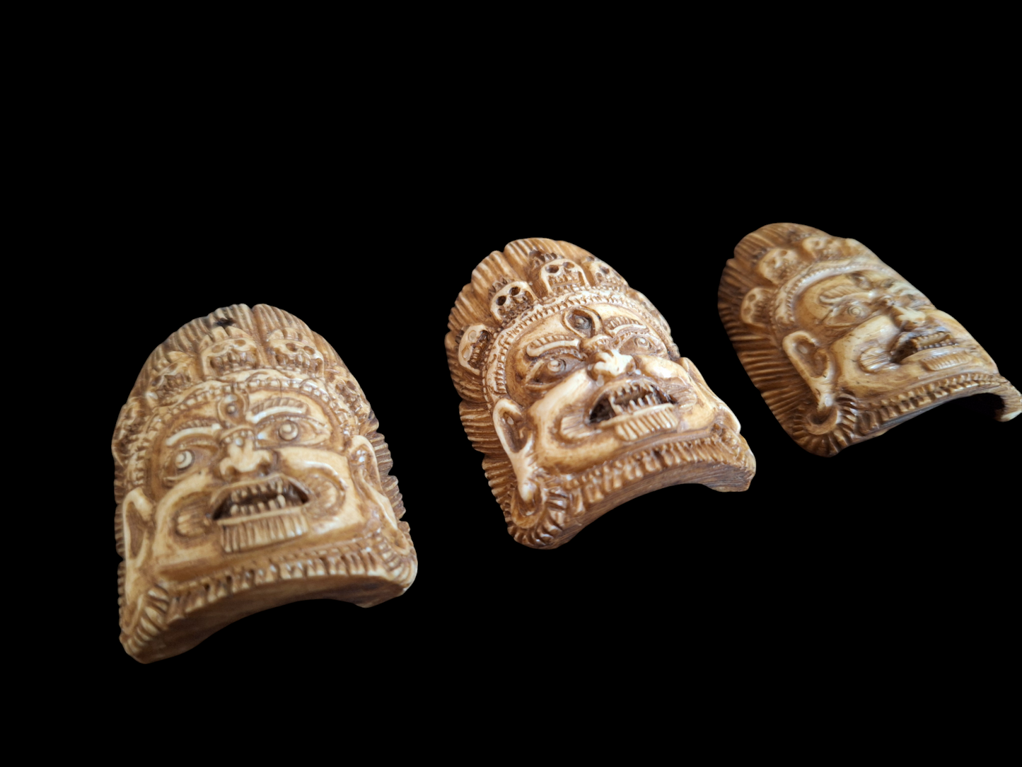 Bone carved Mahakala pendant #1