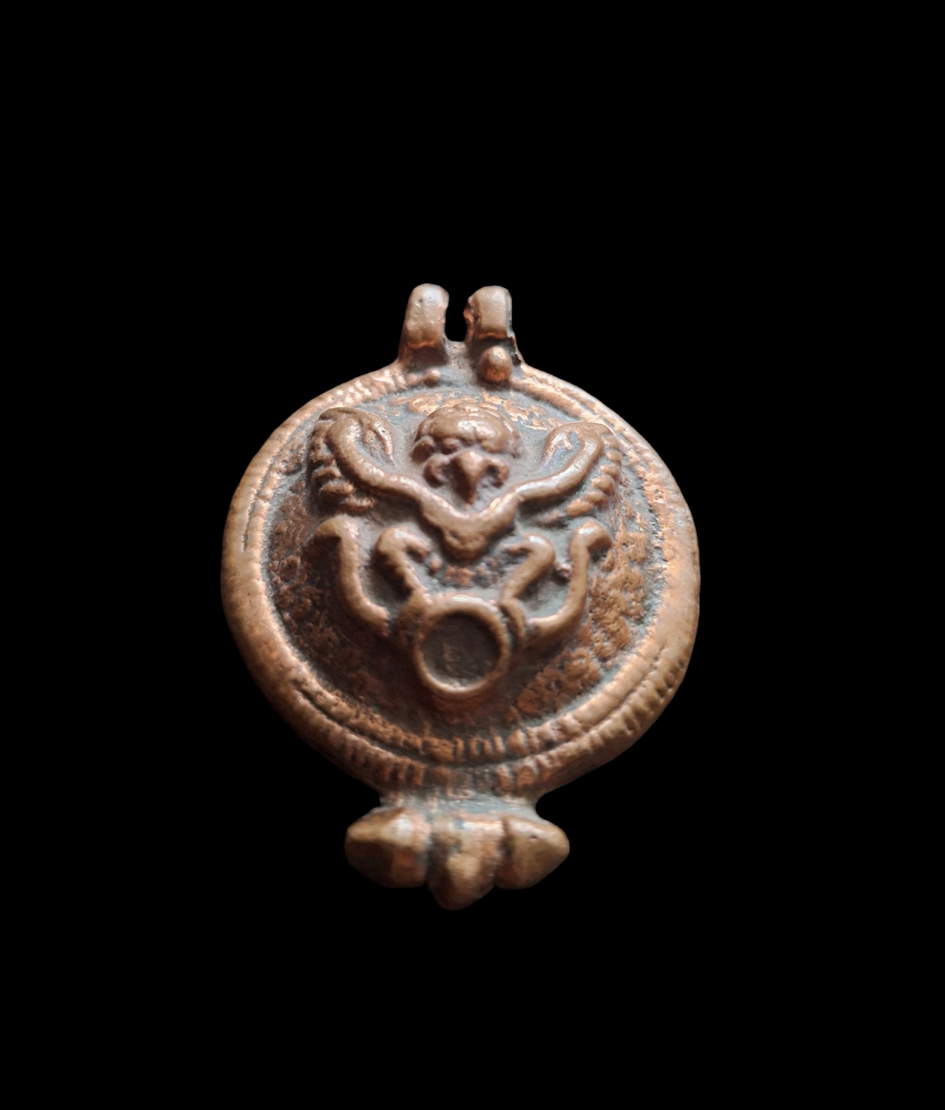 Vintage red copper Garuda pendant
