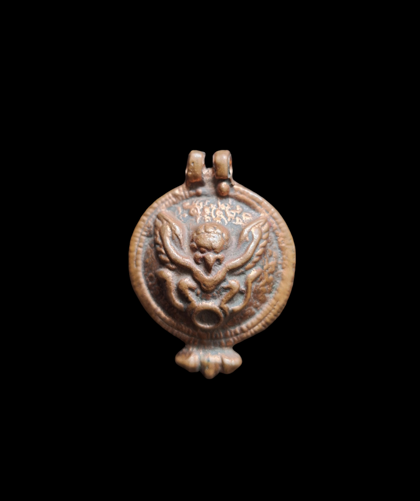 Vintage red copper Garuda pendant