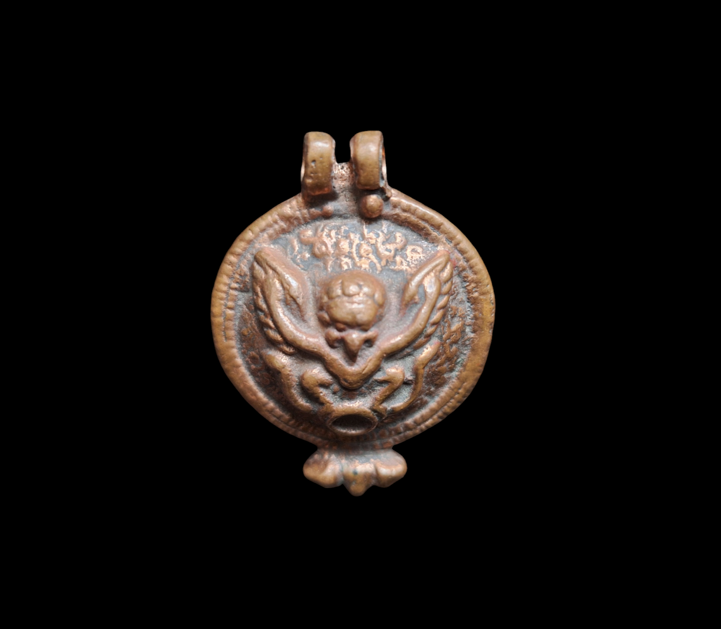 Vintage red copper Garuda pendant