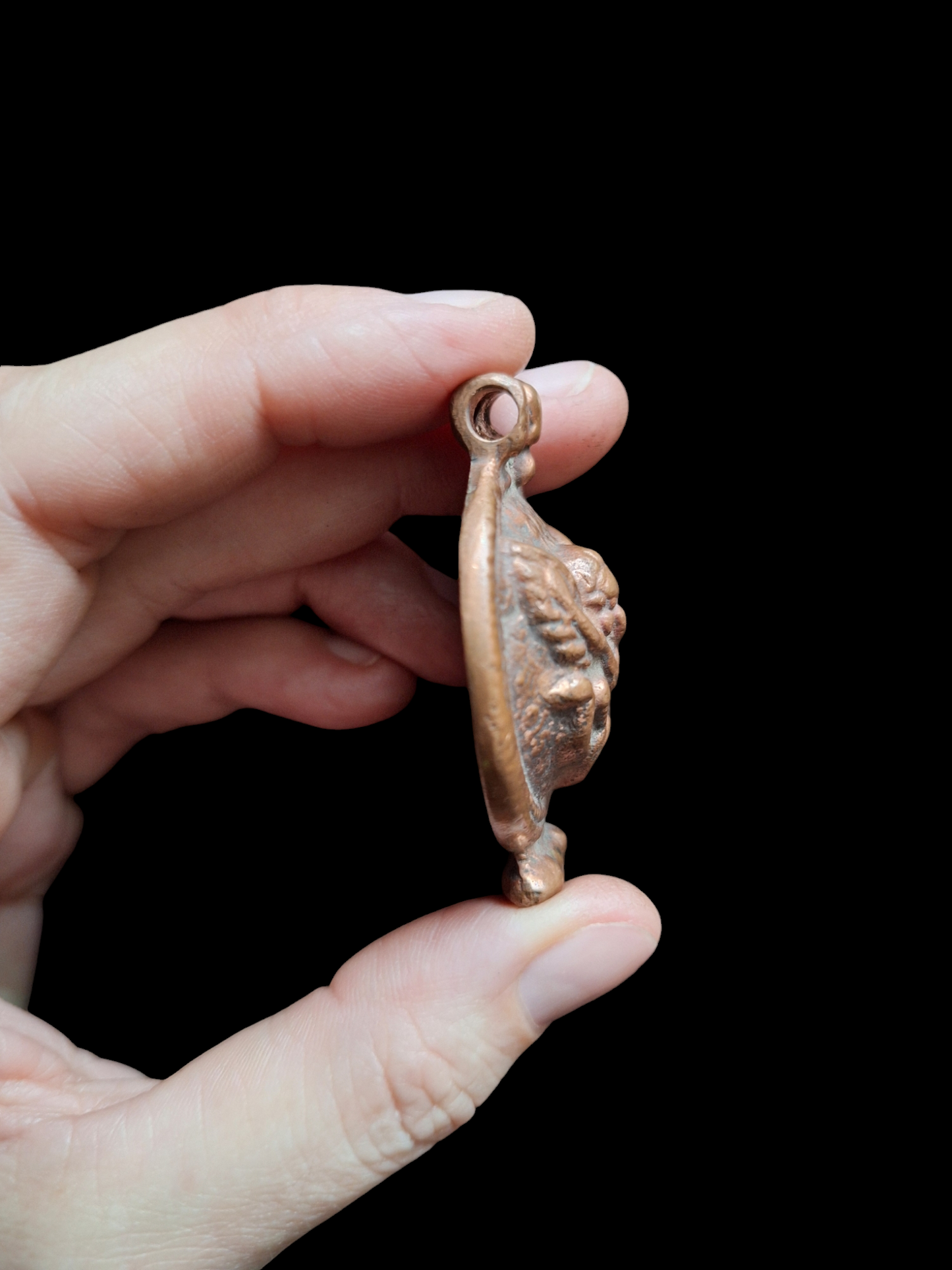Vintage red copper Garuda pendant