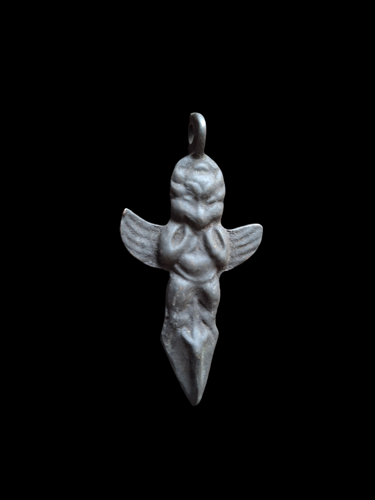 Antique bronze Garuda on phurba pendant
