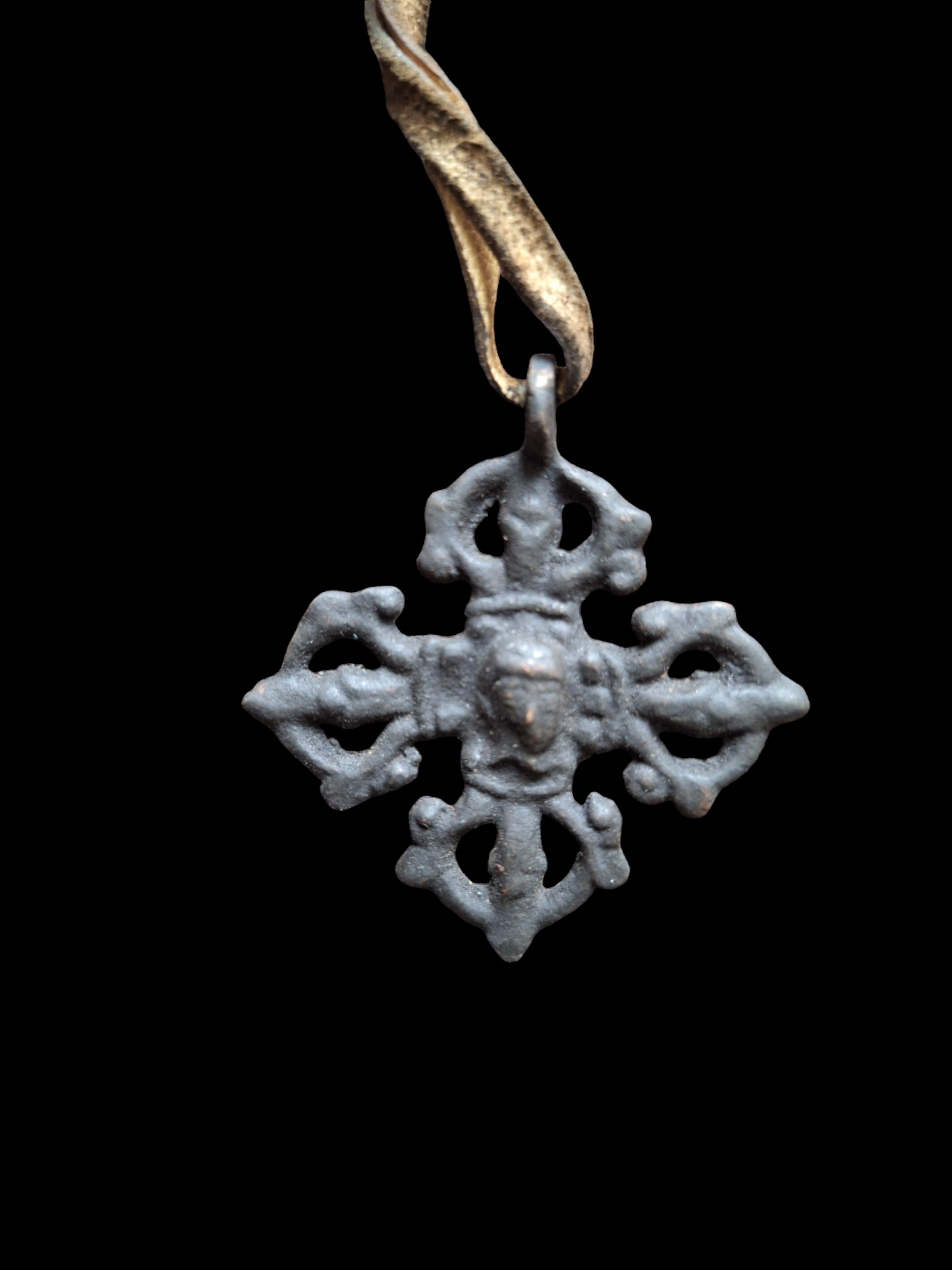 Antique bronze thogchag pendant Double Dorje #1