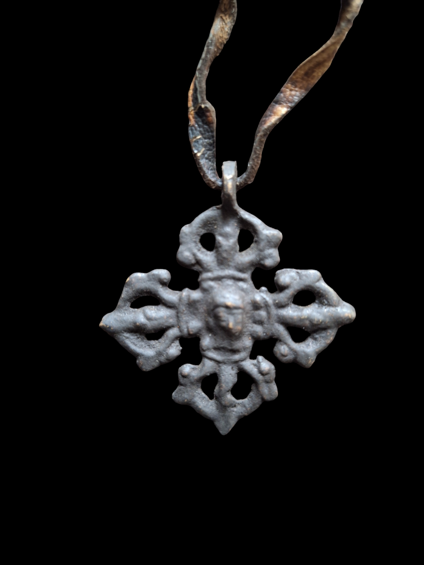 Antique bronze thogchag pendant Double Dorje #1