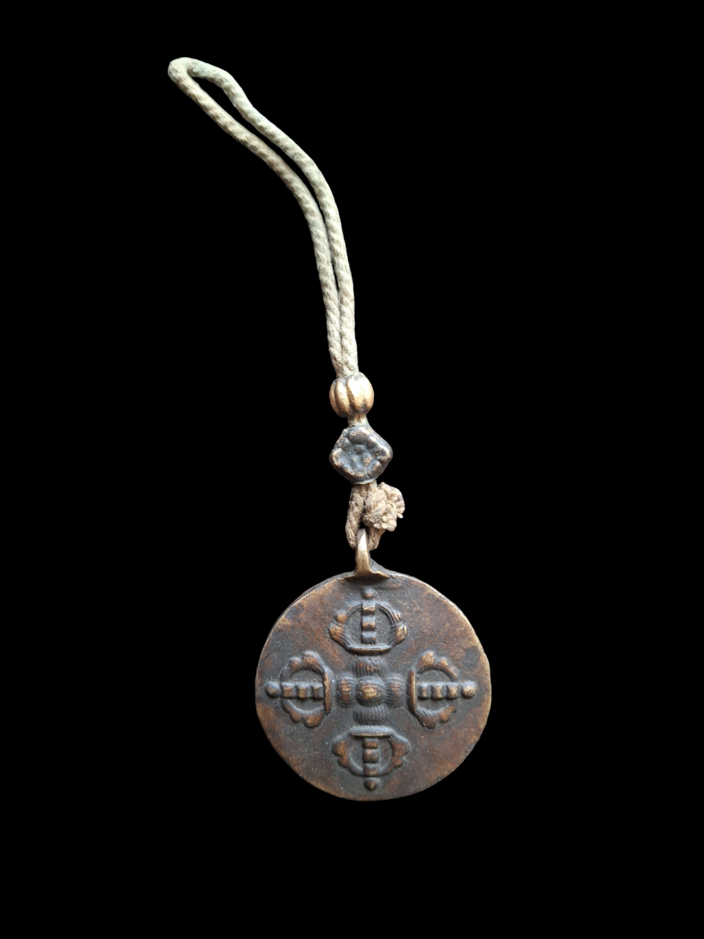 Antique Nepalese melong Double Dorje and Si Pa Ho 47 millimeters