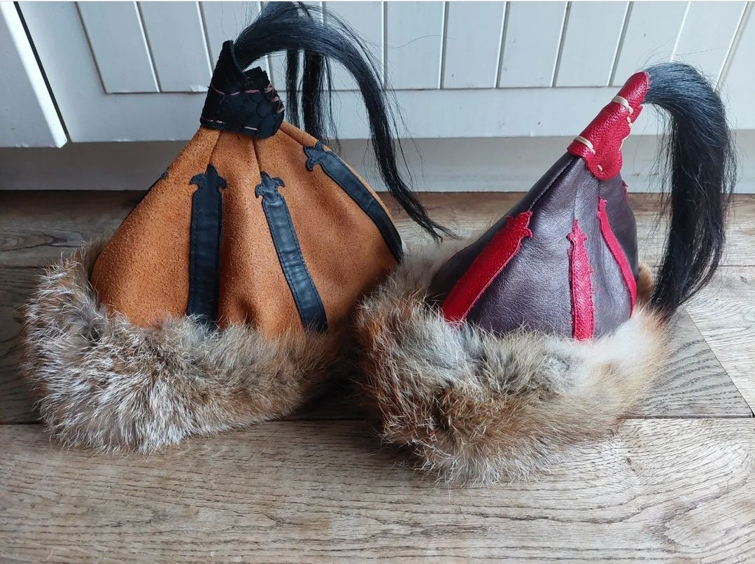 Mongolian Hats, set of two (adult size and child size)