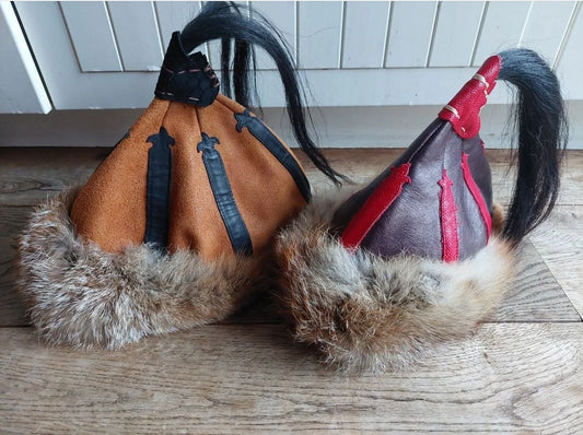 Mongolian Hats, set of two (adult size and child size)