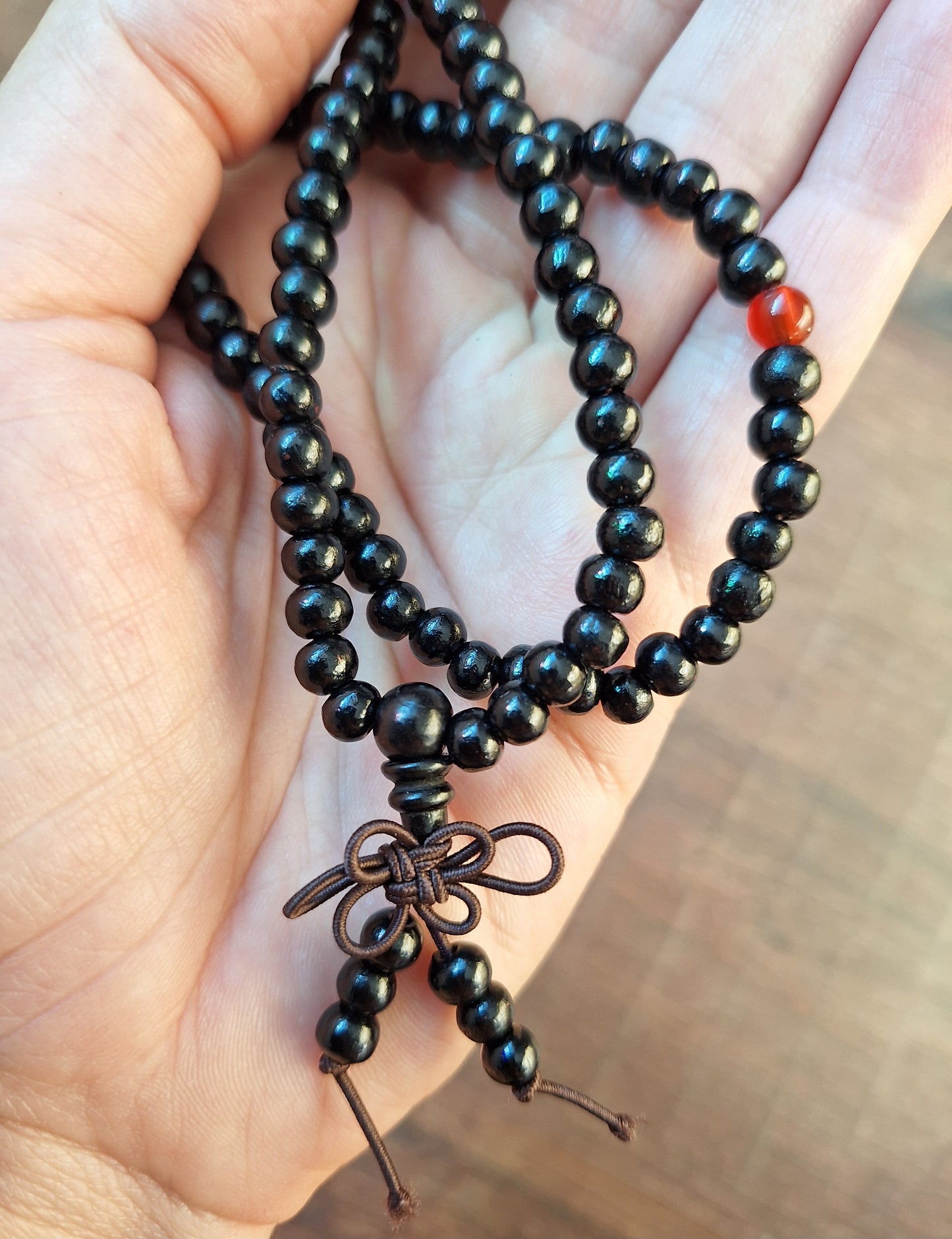 Black wooden mala