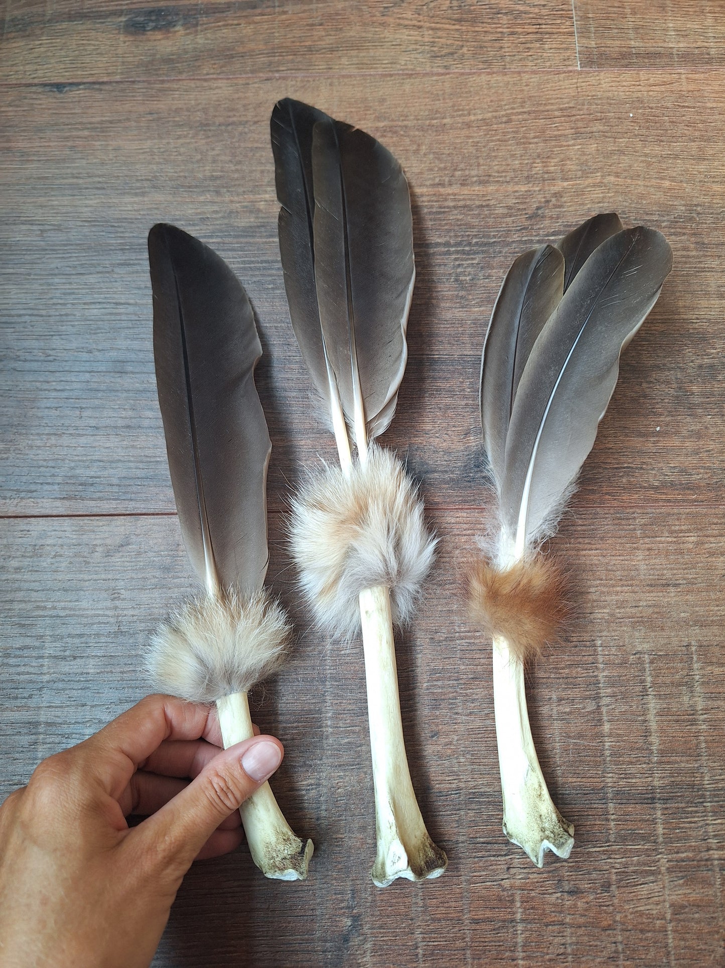 Bone feather fan Goose
