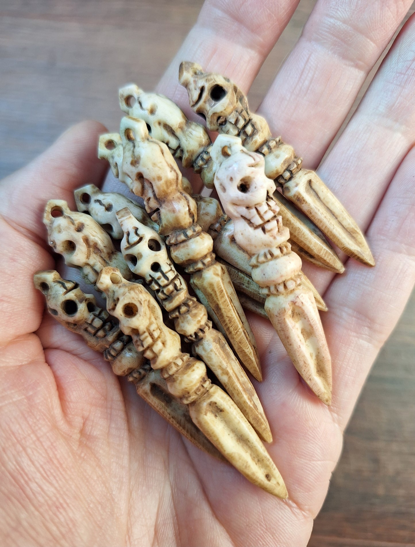 Vintage bone carved phurba pendant