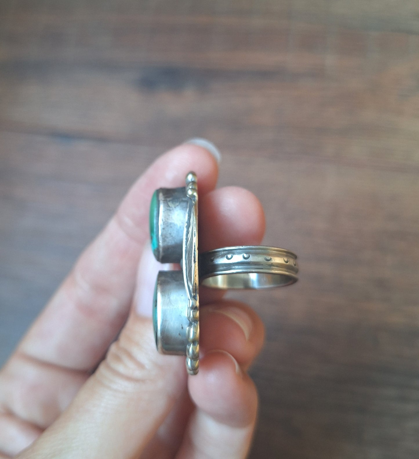 Vintage Nepalese turquoise and Tibetan silver ring