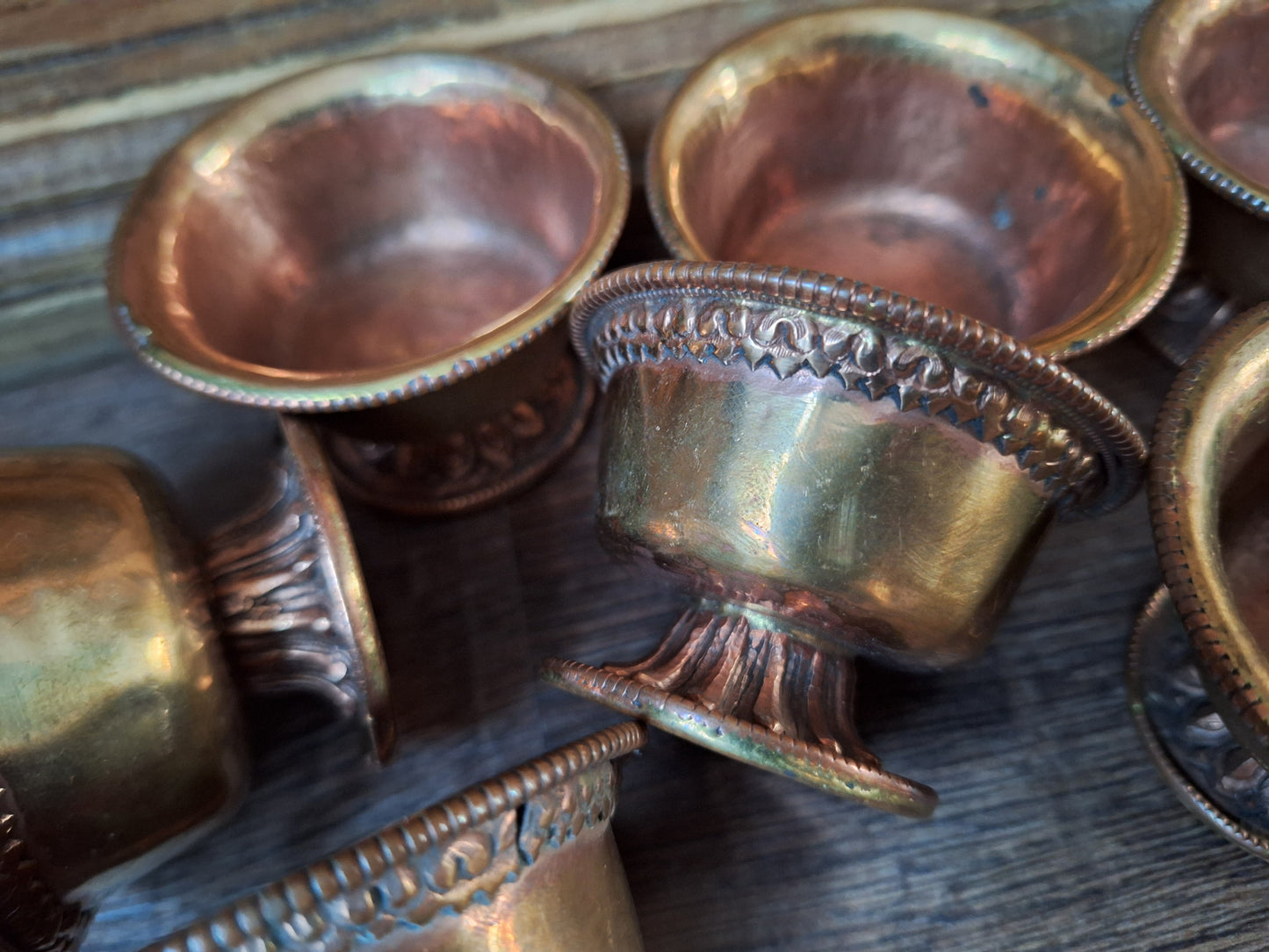 Vintage red copper offering bowl