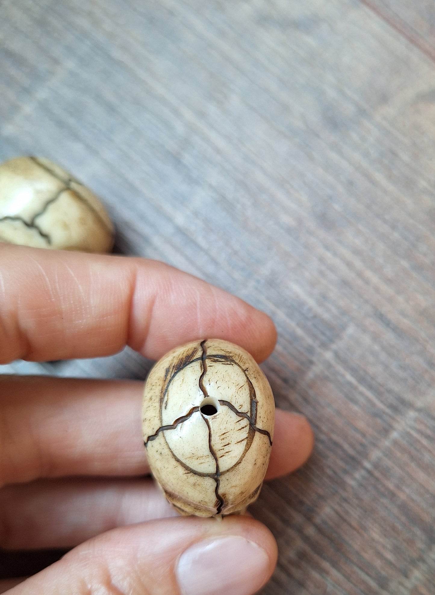 Vintage yak bone skull beads, set of 2