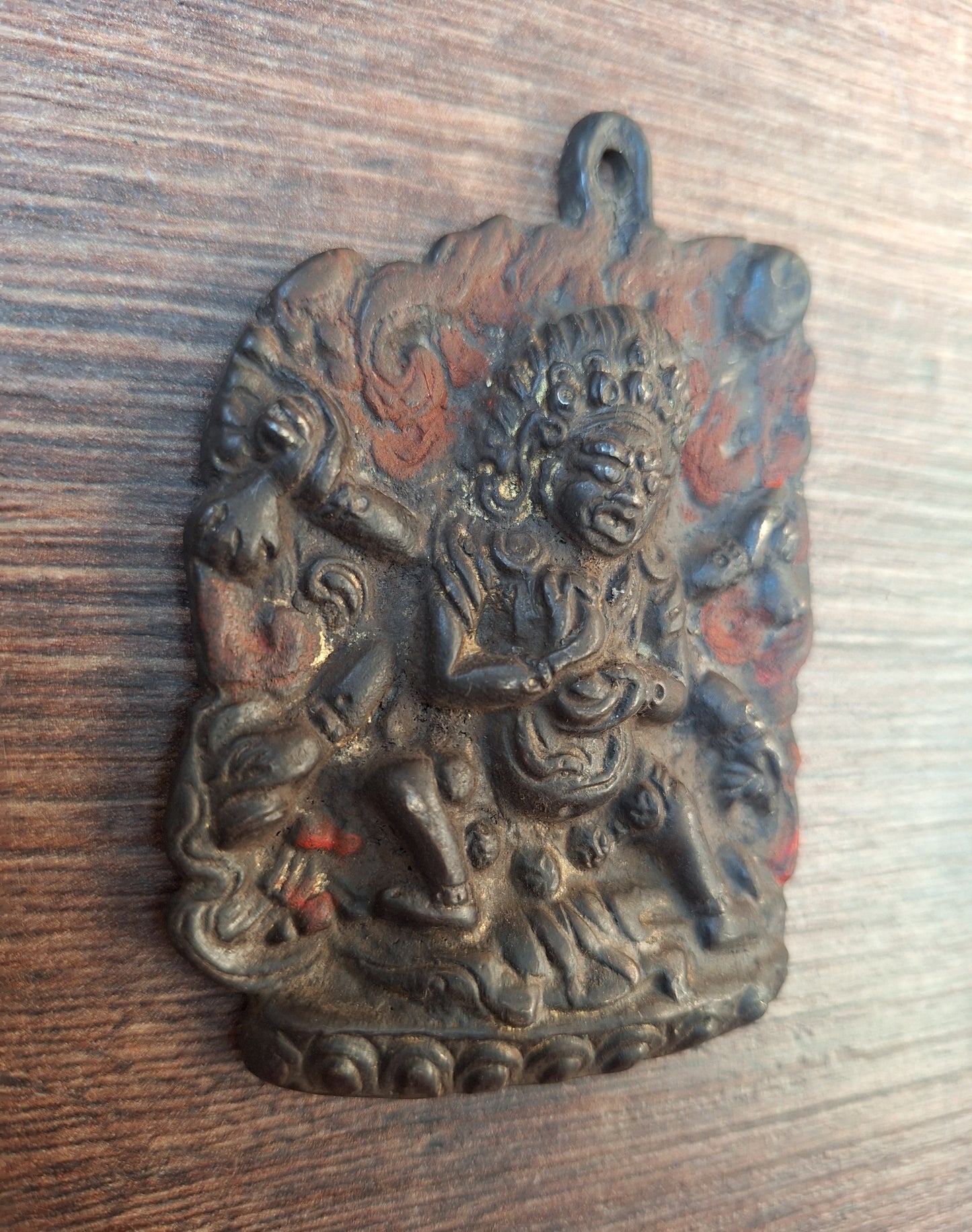 Vintage bronze Mahakala pendant