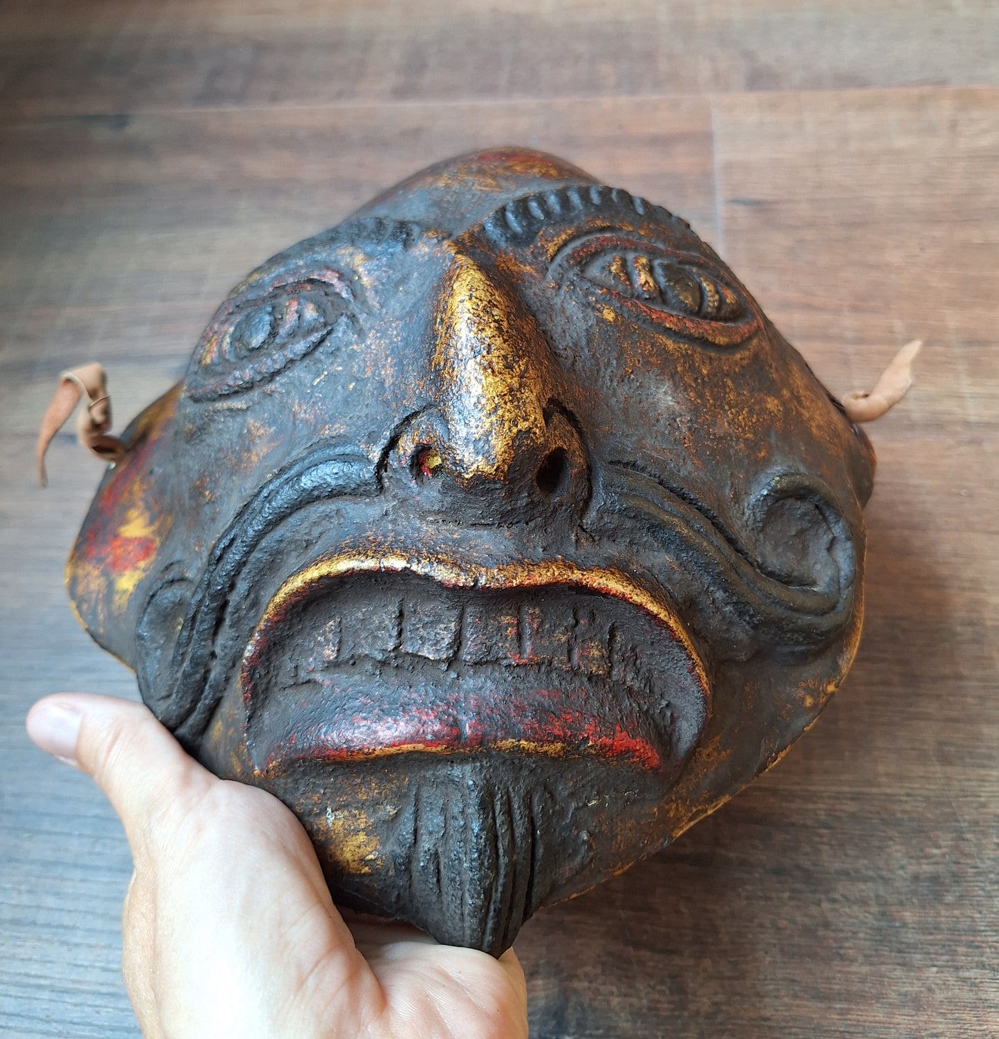 Vintage Nepalese wrathful spirit mask from horn