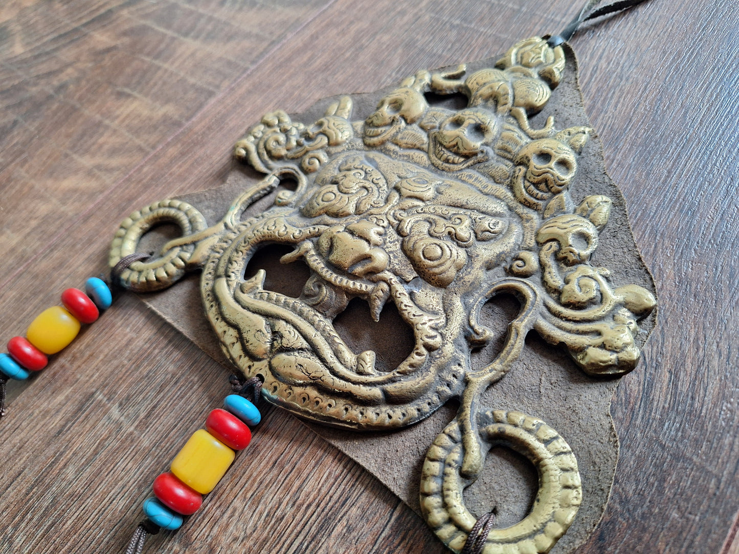 Vintage brass Mahakala wallhanger
