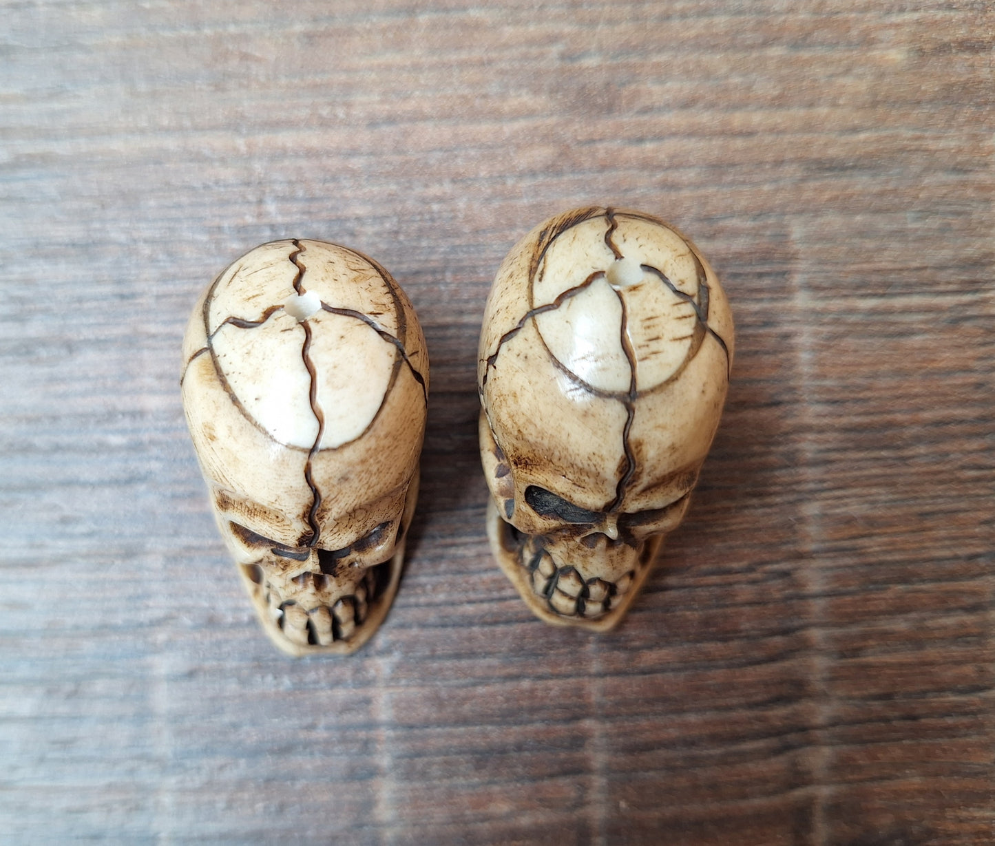 Vintage yak bone skull beads, set of 2