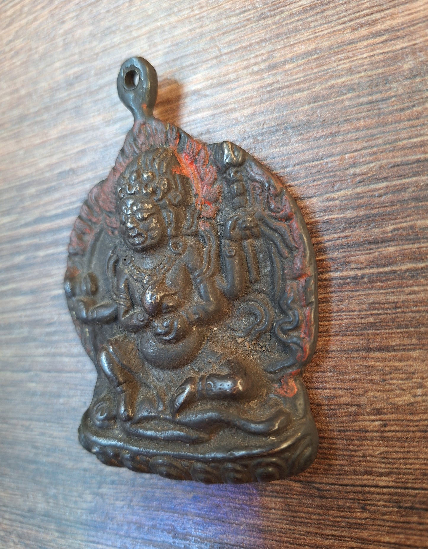 Vintage bronze Mahakala pendant