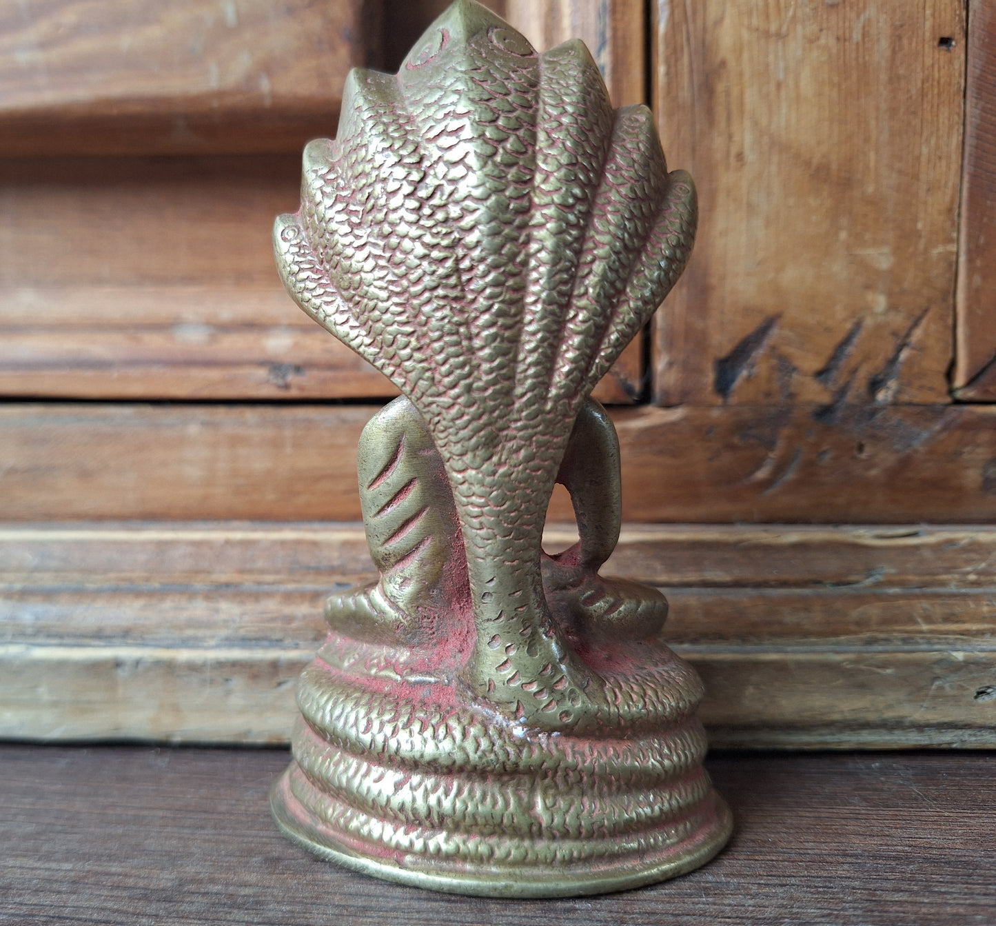 Vintage brass Shakyamuni Buddha with Mucalinda figurine