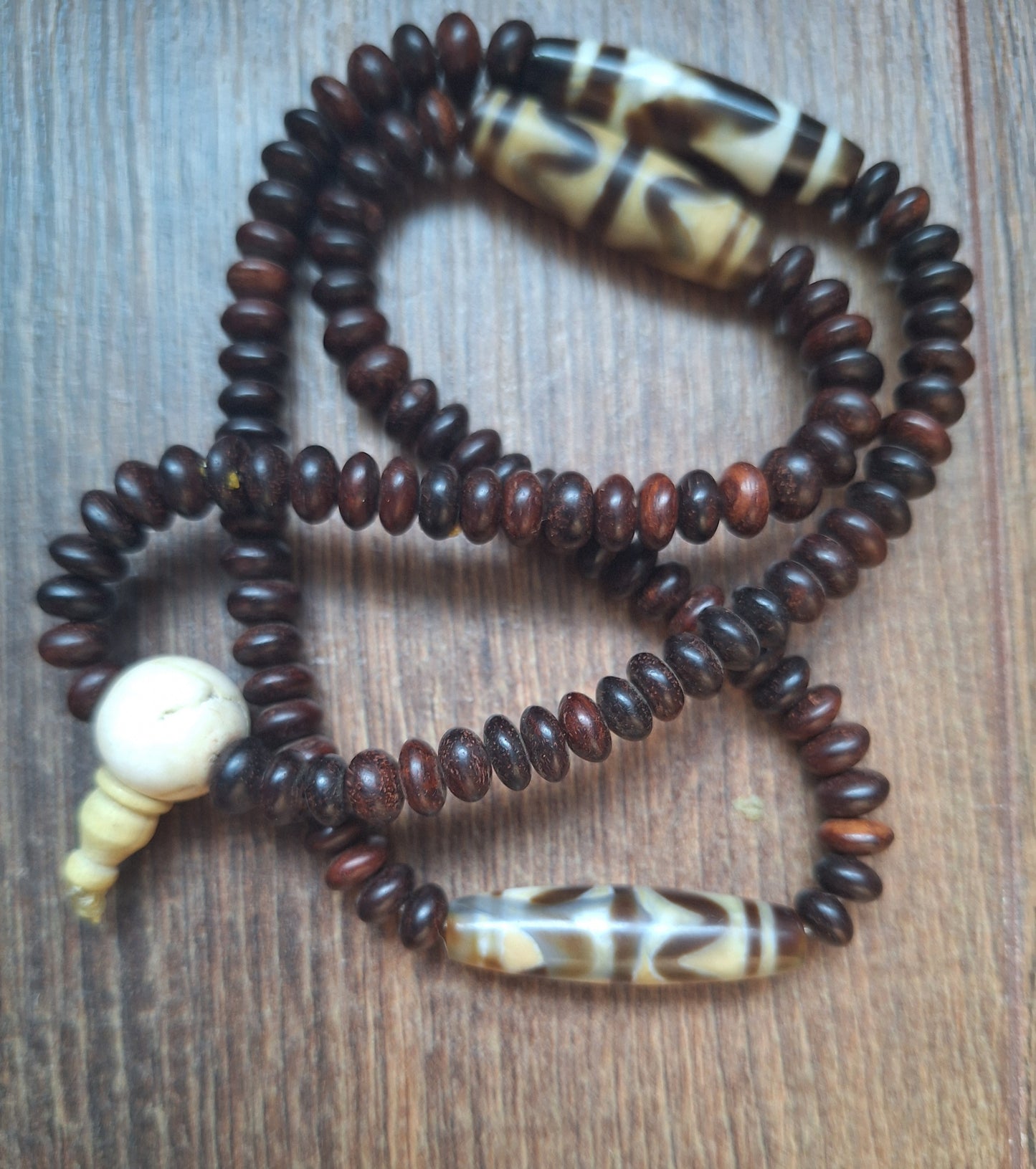 Dzi bead Wave mala necklace