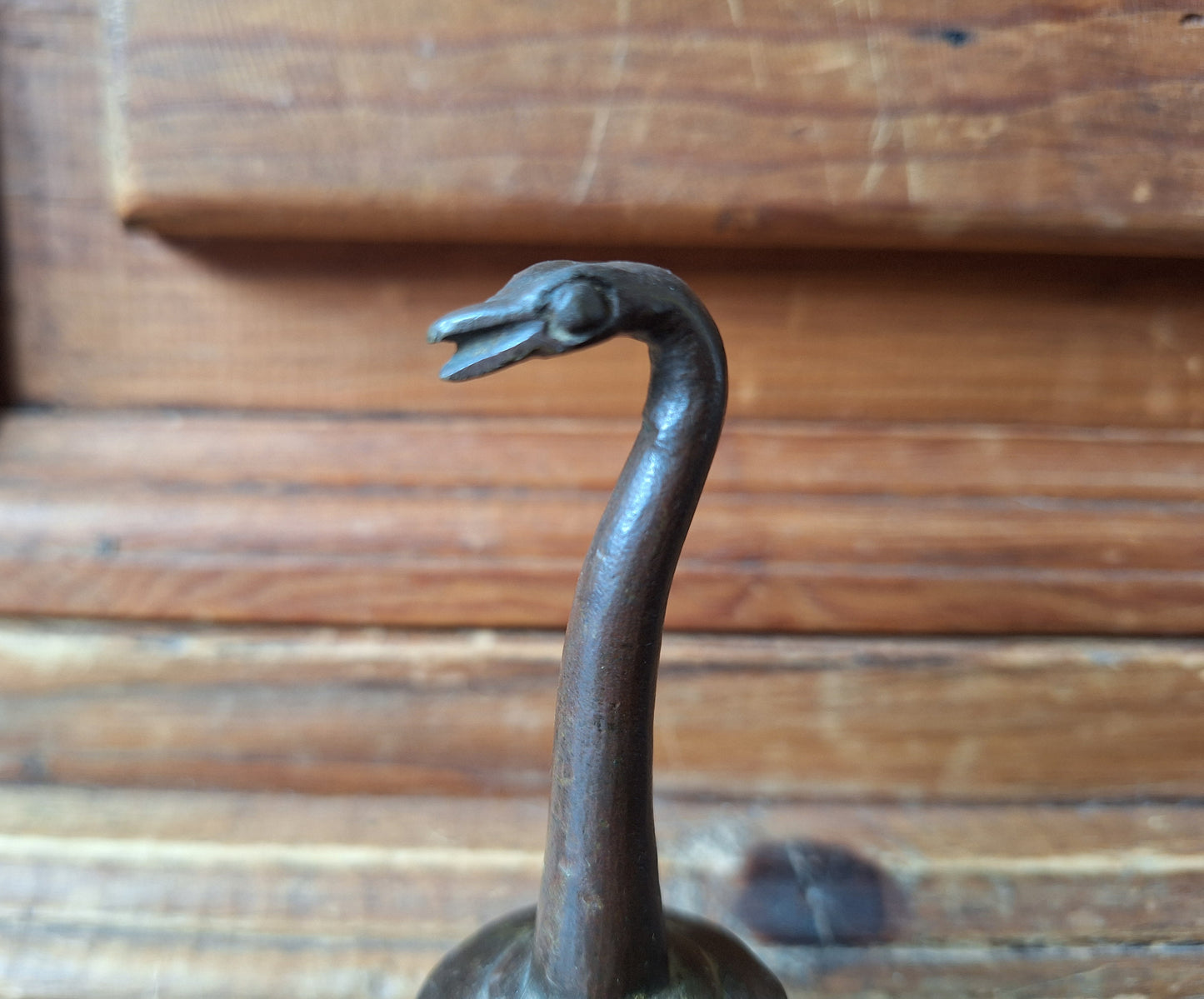 Vintage bronze altar bell with snake