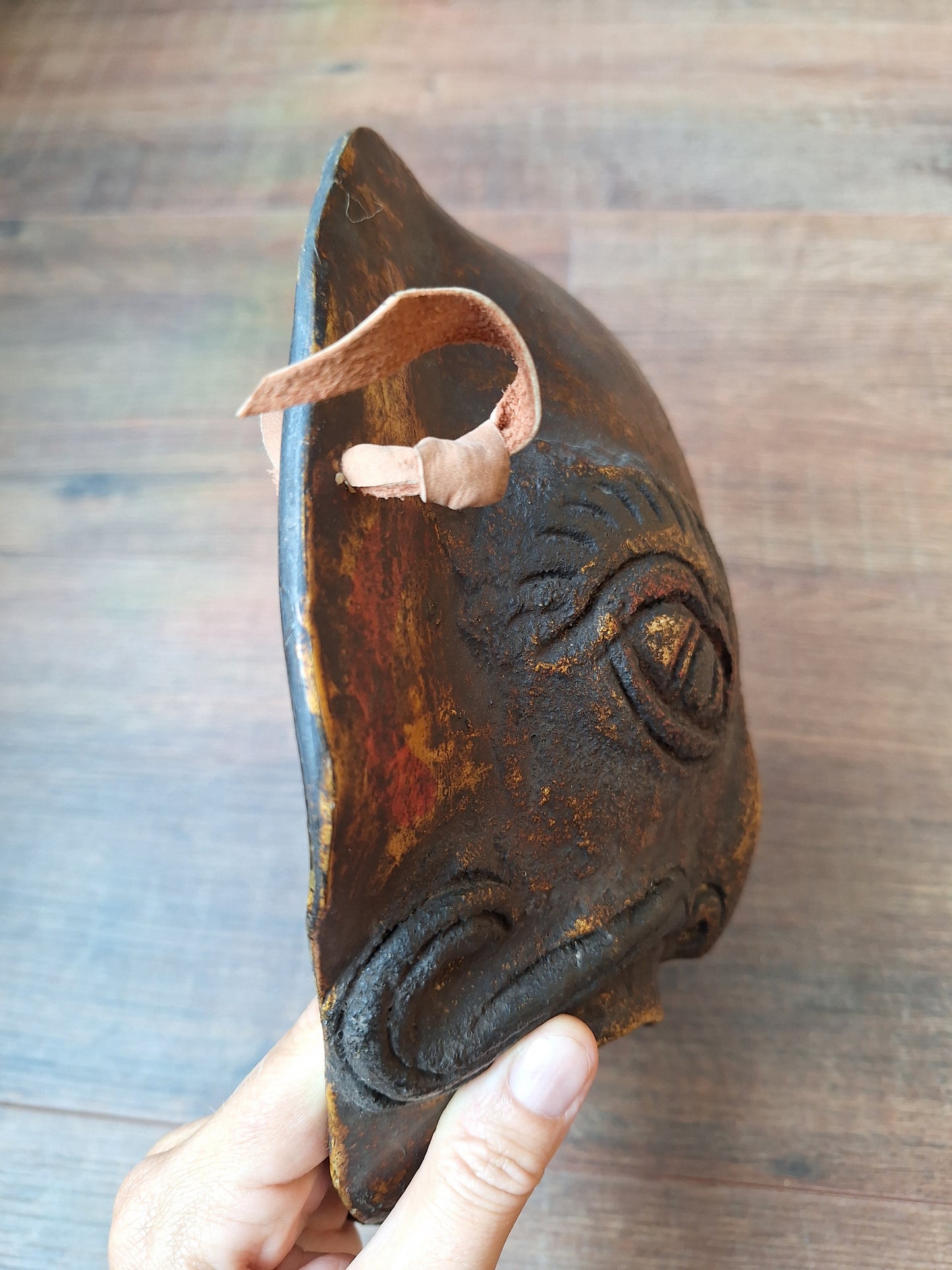 Vintage Nepalese wrathful spirit mask from horn