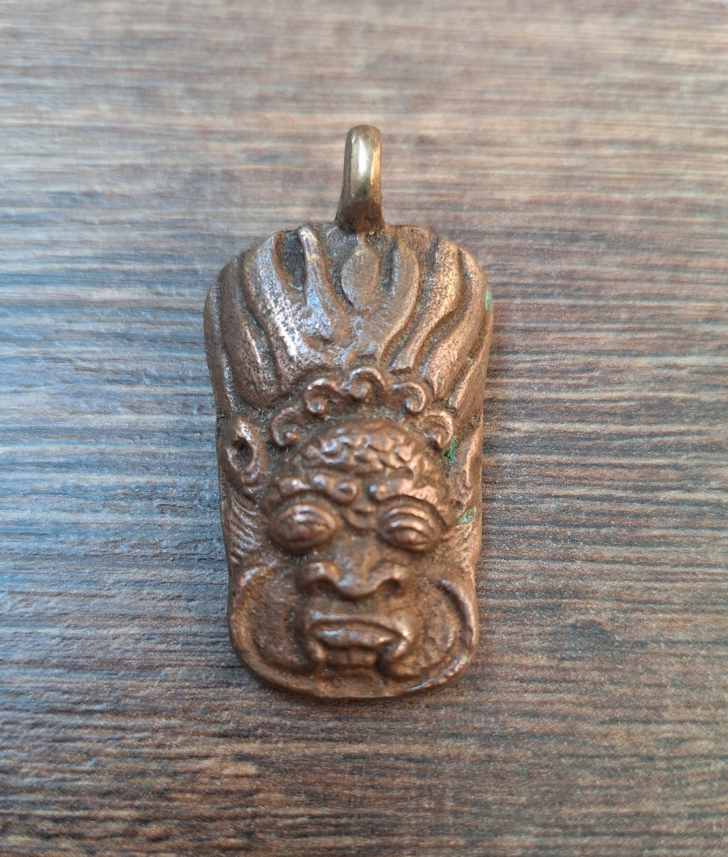 Vintage red copper Mahakala pendant