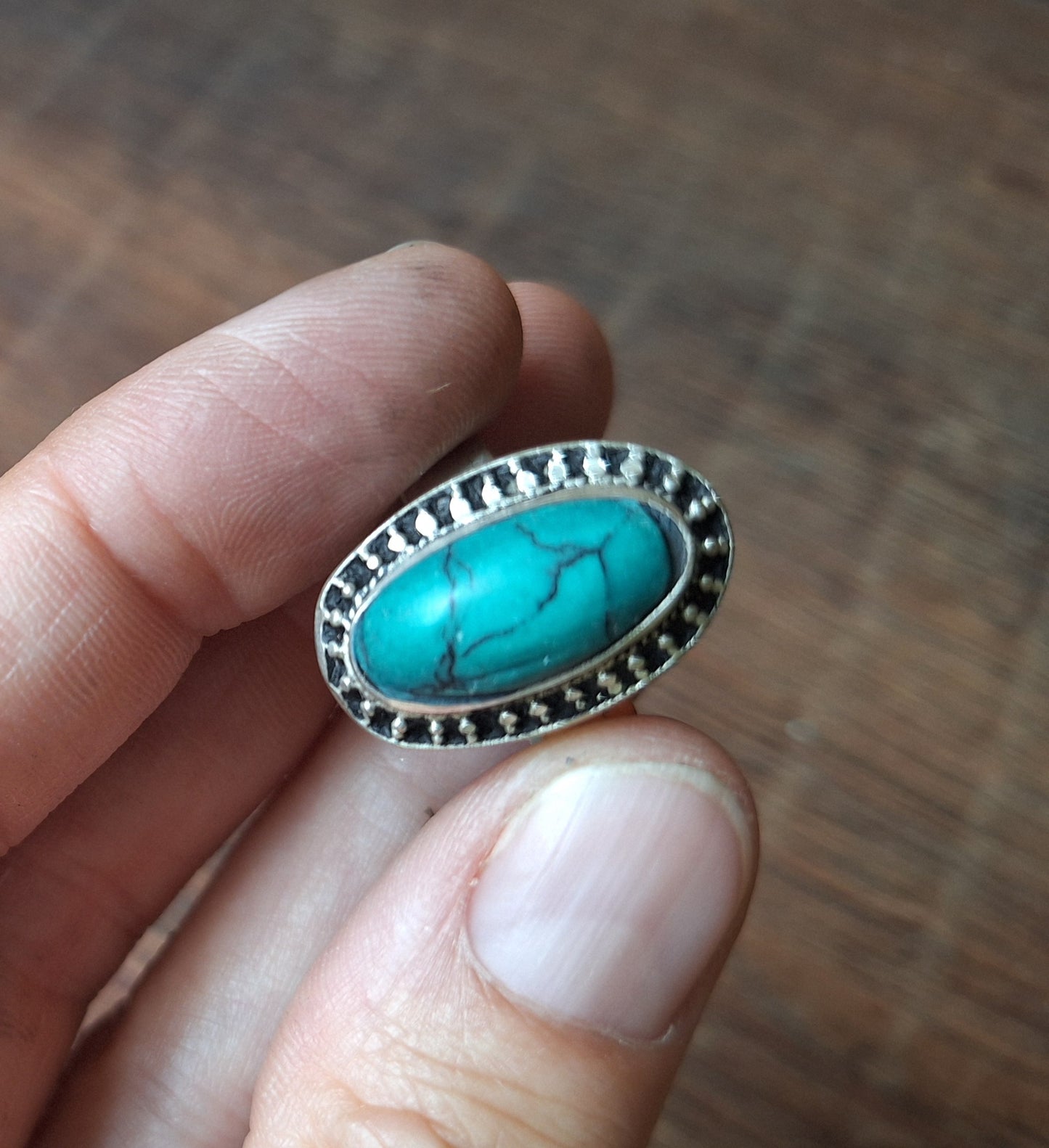 Vintage Tibetan silver and howlite ring