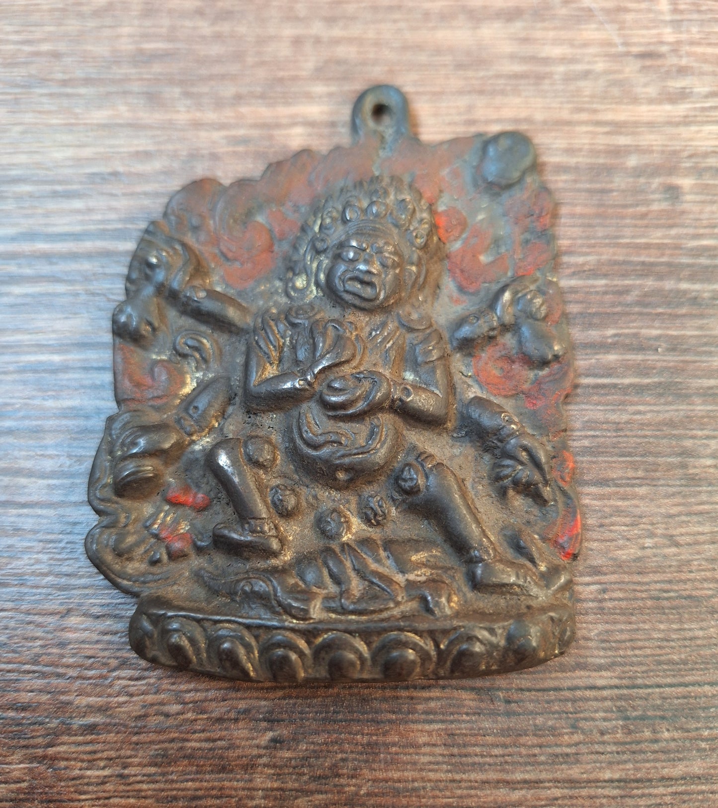 Vintage bronze Mahakala pendant
