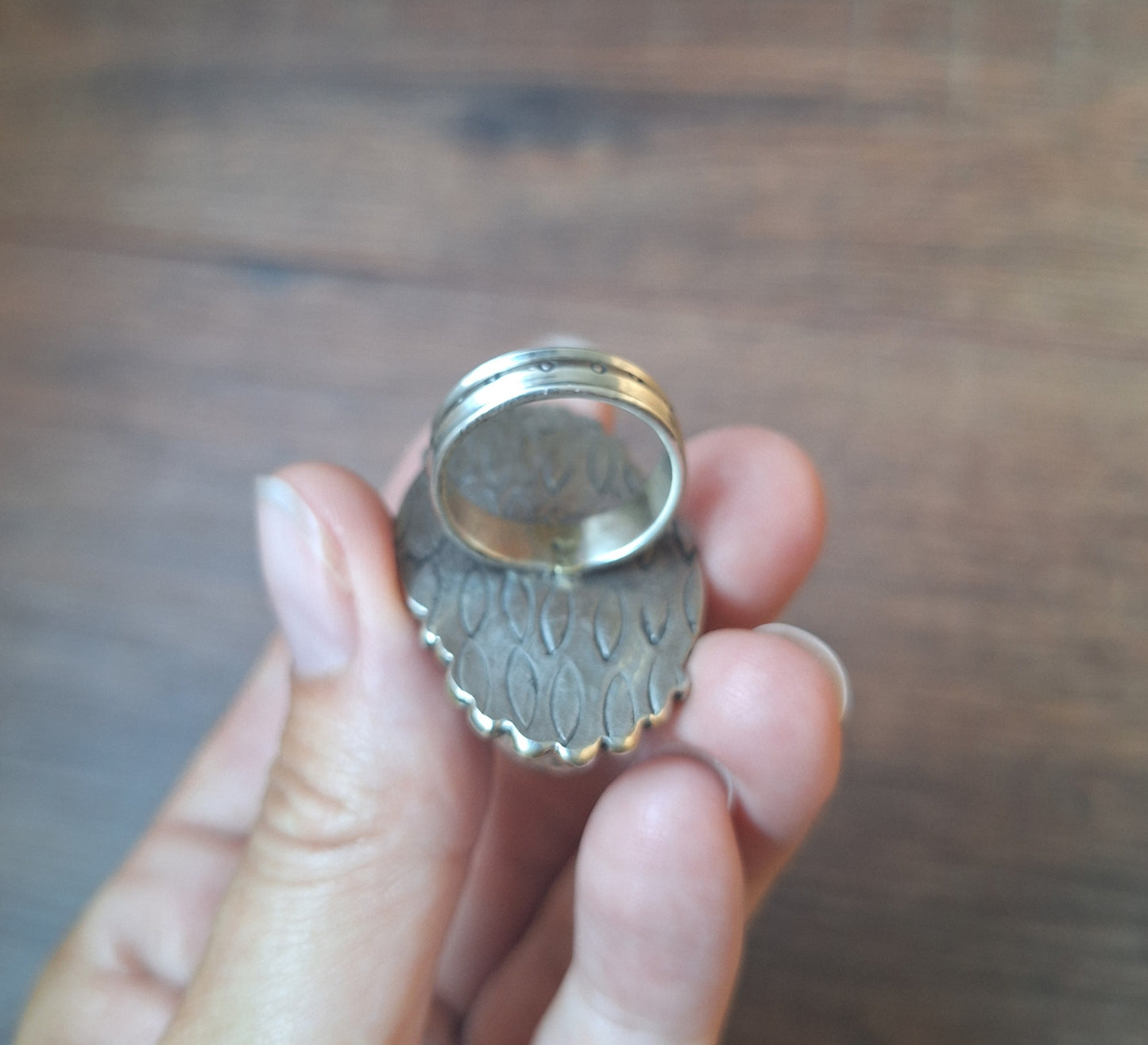 Vintage Nepalese turquoise and Tibetan silver ring